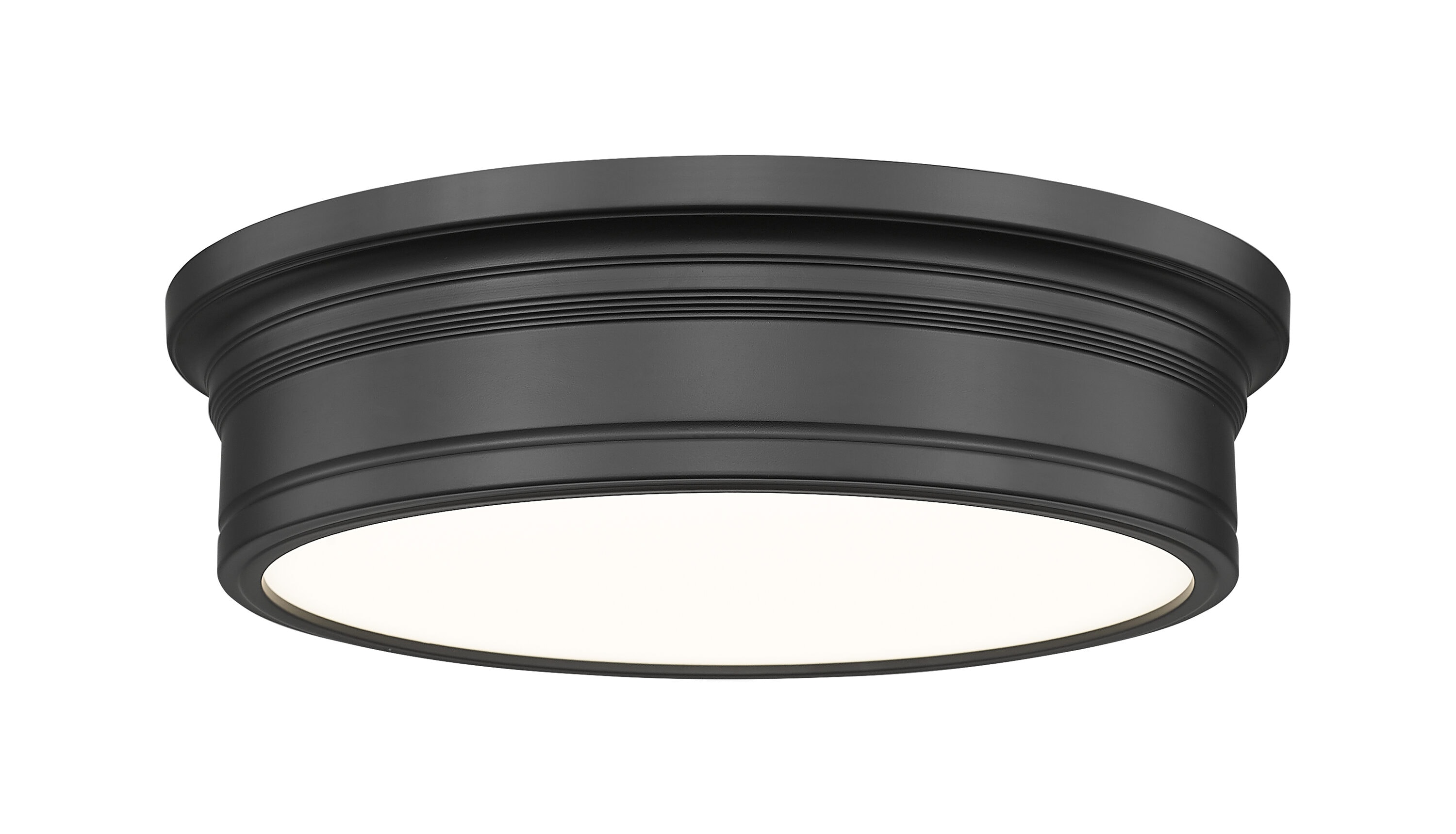 Z-Lite Bentley 16-in Matte Black Indoor LED RGBW Flush Mount Light with Acrylic Shade