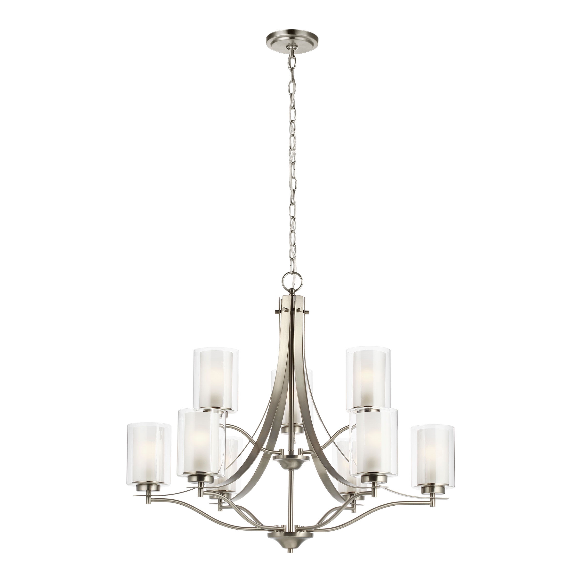 Generation Lighting 3137309-962 Elmwood Park 9 -Light Brushed Nickel Traditional For Use in Dining Rooms, Foyers, Kitchens, Chandelier