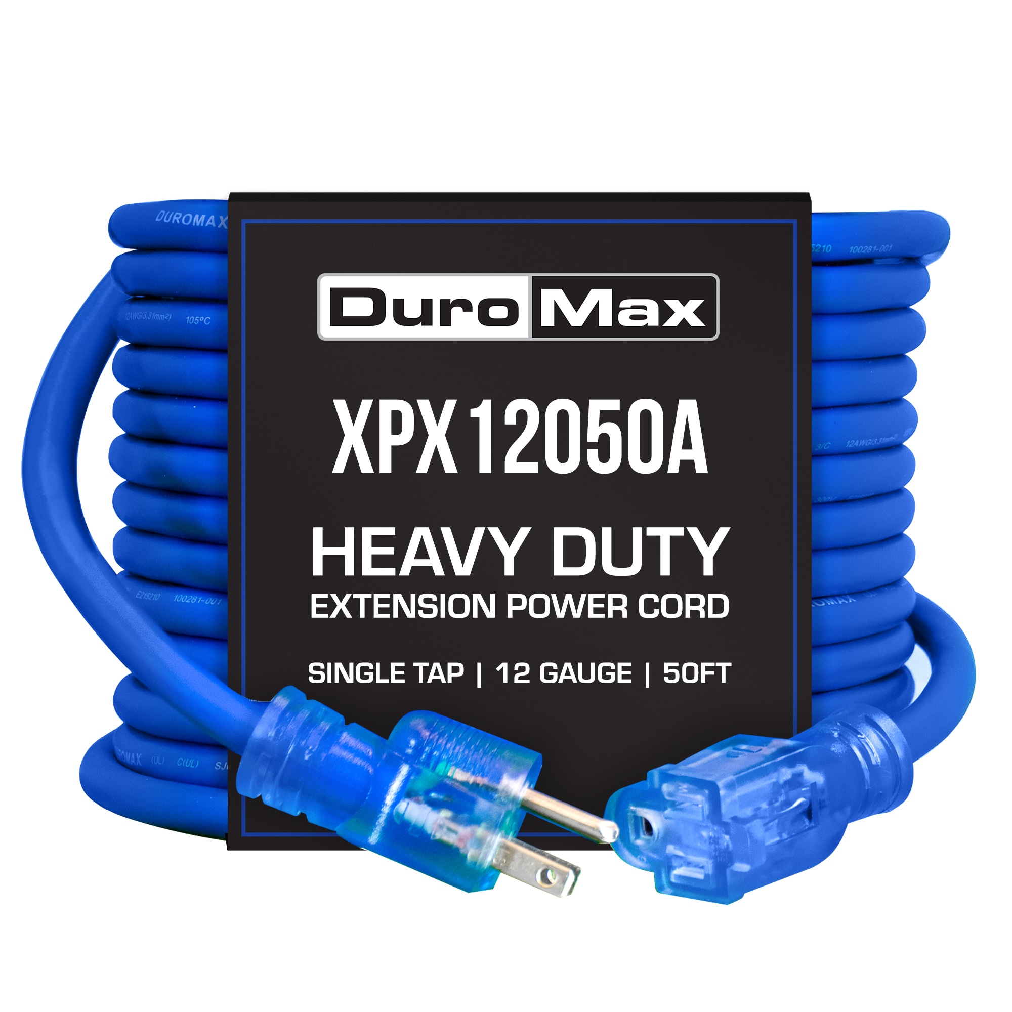 DuroMax XPX12050A XPX 50-ft 12 / 3 3 Prong Blue Indoor/Outdoor SJEOOW Heavy Duty General Extension Cord