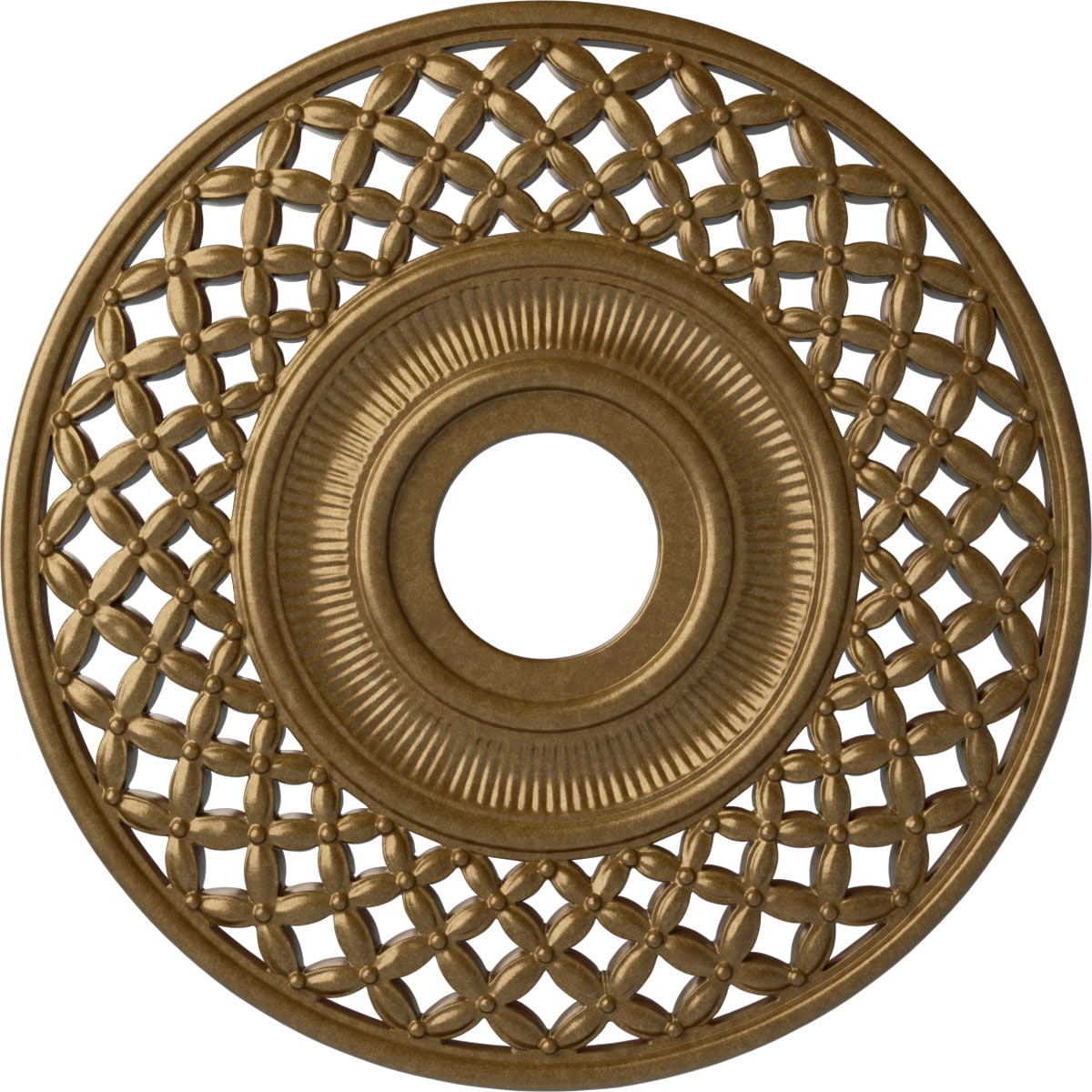 Ekena Millwork CM22RBPAS Robin 22.25-in W x 22.25-in L Painted Pale Gold Polyurethane Whole Ceiling Medallion