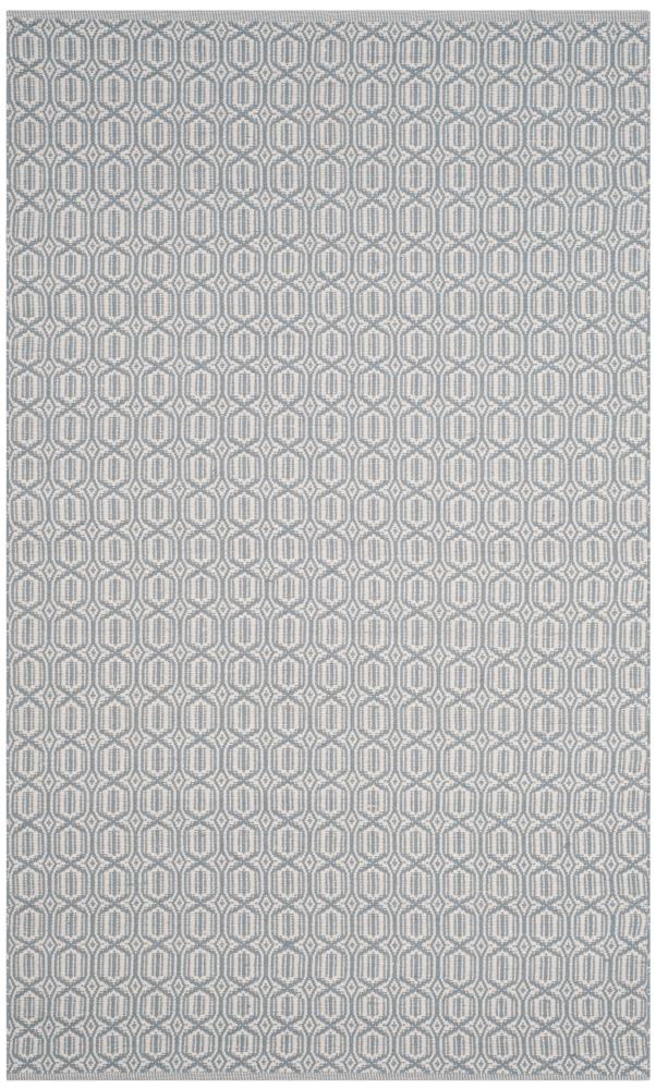 Safavieh MTK333L-5 Montauk Capri 5 x 8 (ft) Cotton Ivory/Blue Rectangular Indoor Geometric Coastal Area rug