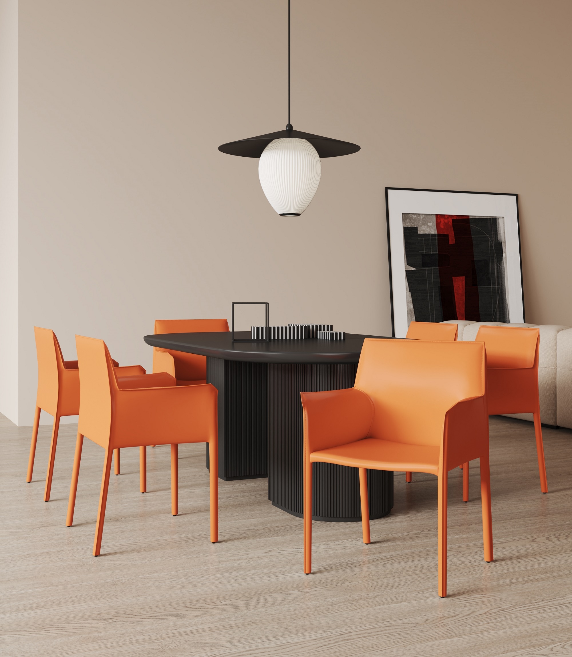 Manhattan Comfort DC034-CO Paris Contemporary/Modern Genuine Leather Upholstered Dining Arm Chair (Metal Frame)