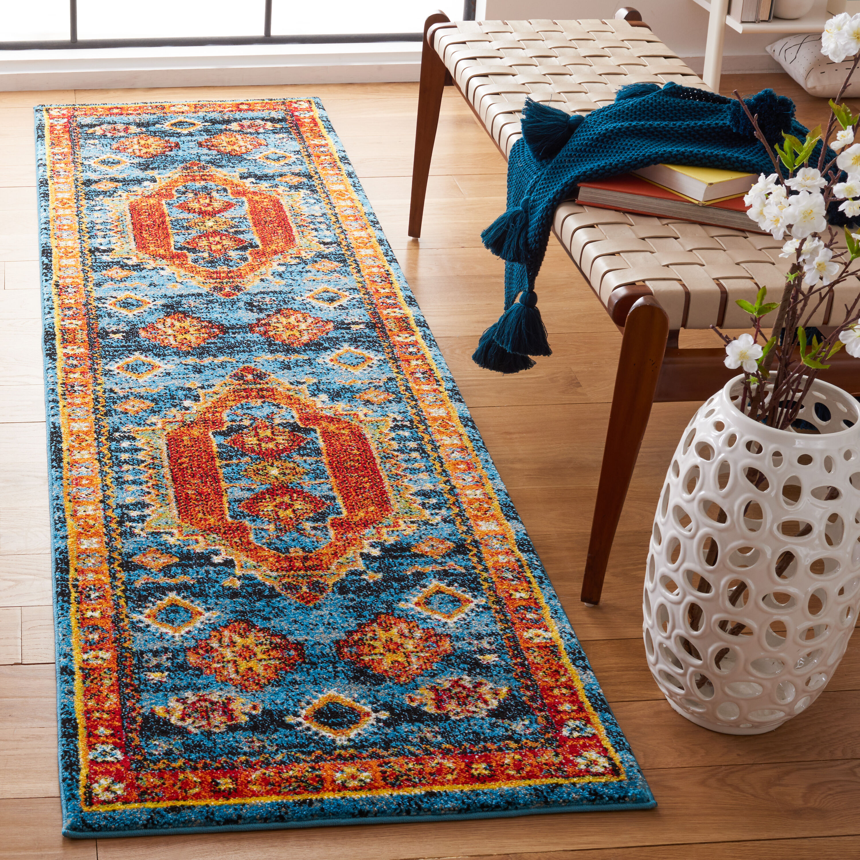 Safavieh Vintage Hamadan 253M Blue/Orange 2 x 8 Rectangular Runner