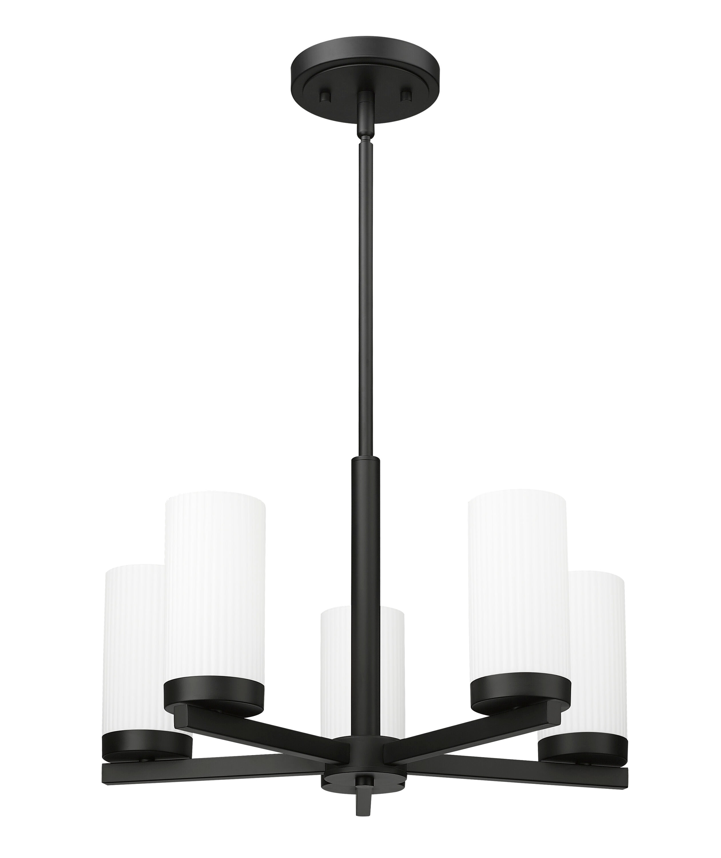 Matte Black Mini Chandelier with White Glass Shades