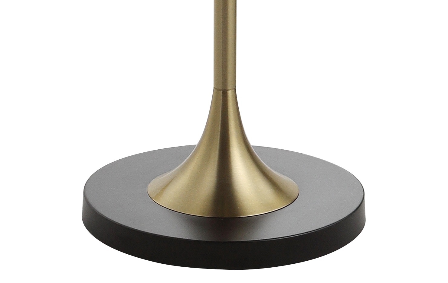 Transitional Black and Brass LED Floor Lamp with Integrated Wood Table