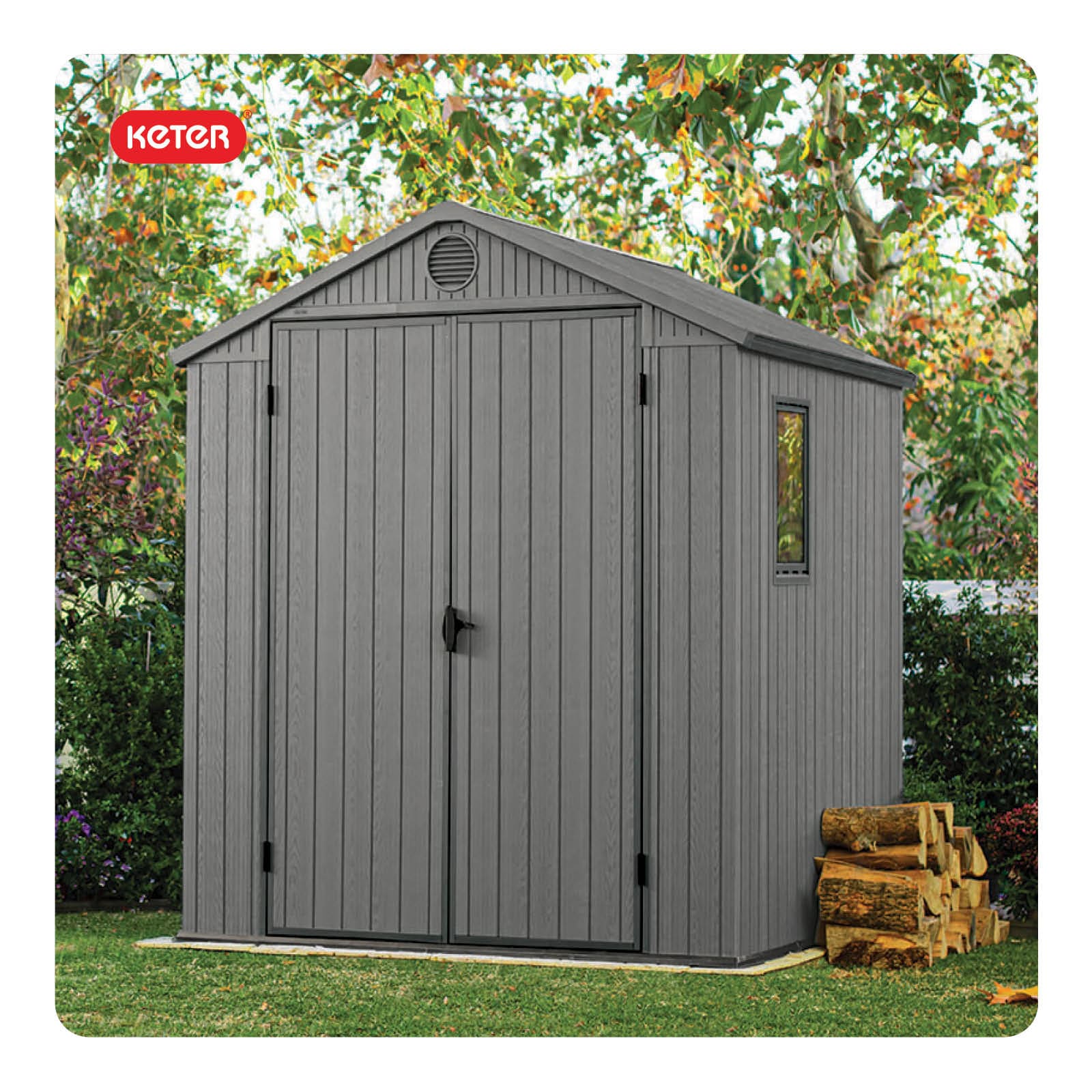 Keter 253305 6-ft x 6-ft Darwin Gray Gable Resin Storage Shed (Floor Included)