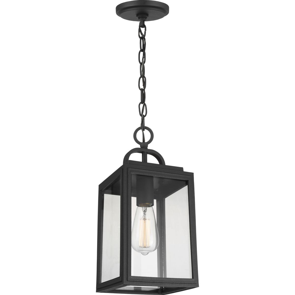 Progress Lighting Grandbury Textured Black Coastal Clear Glass Lantern ...