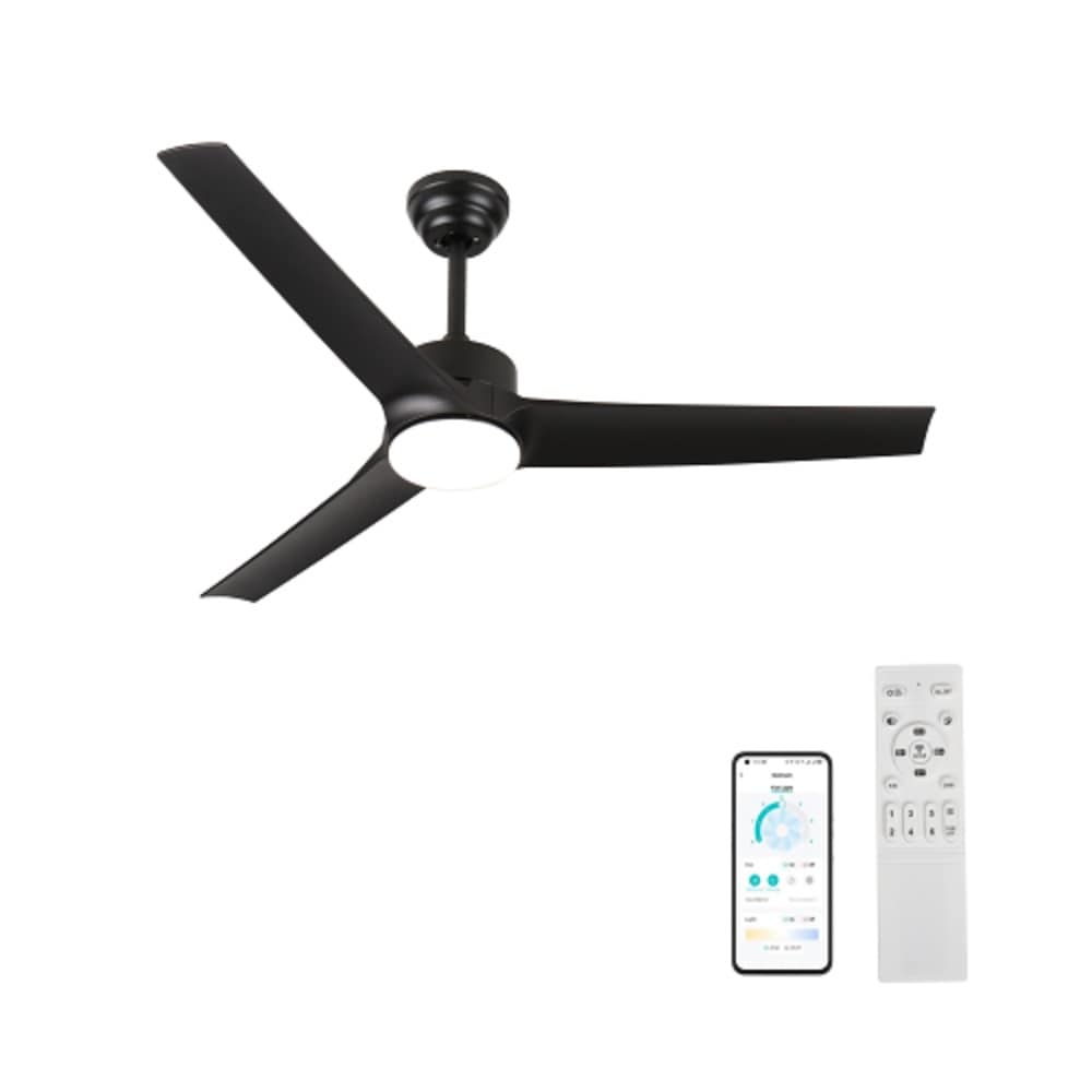 Duclsaty W2352P316282 Modern Minimalist 52-in Brown/Black with Distressed Walnut Blades Ceiling Fan With Light - Remote Included ( 3 -Blade )