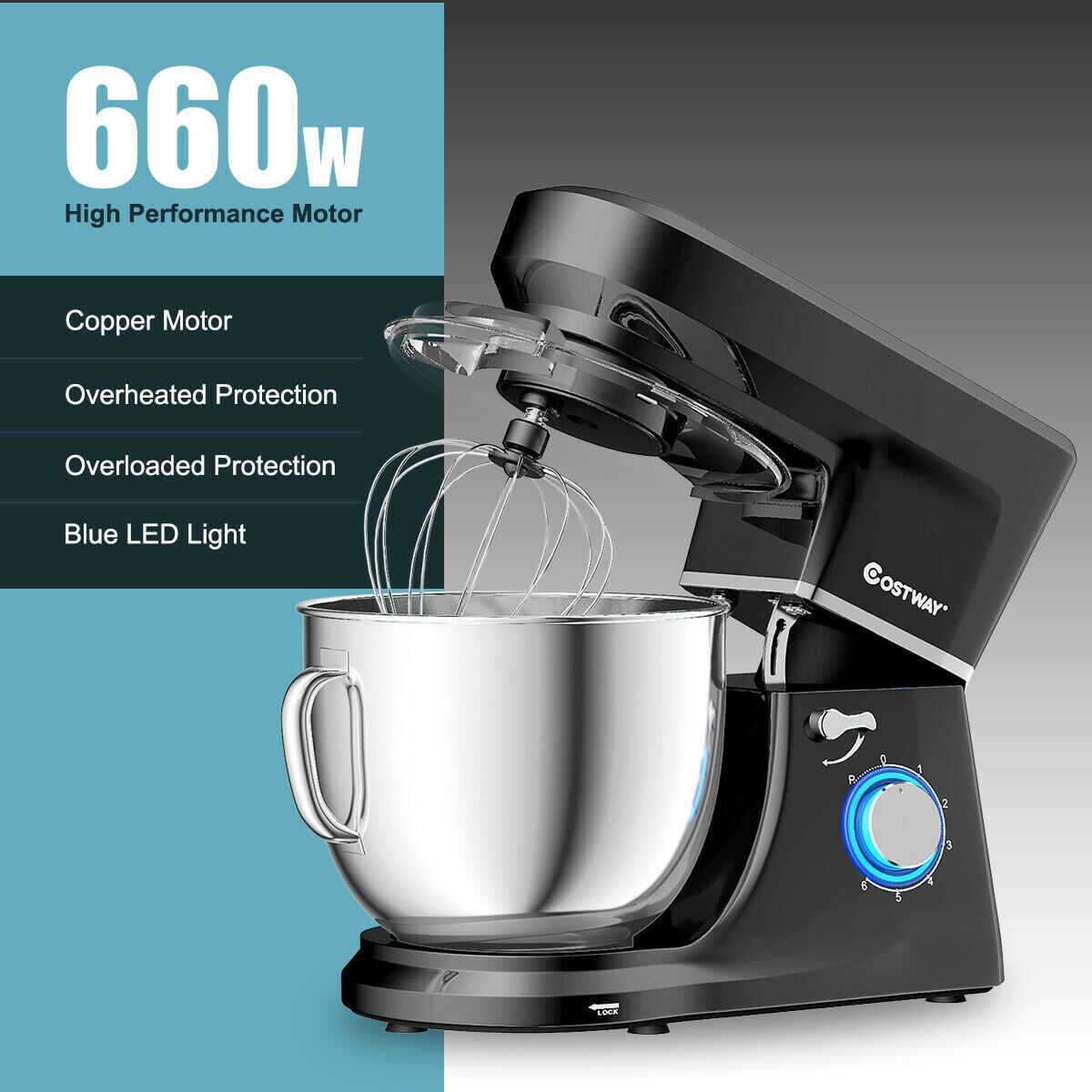 Mondawe Black 7.5-Quart Tilt-head Stand Mixer in the Stand Mixers ...