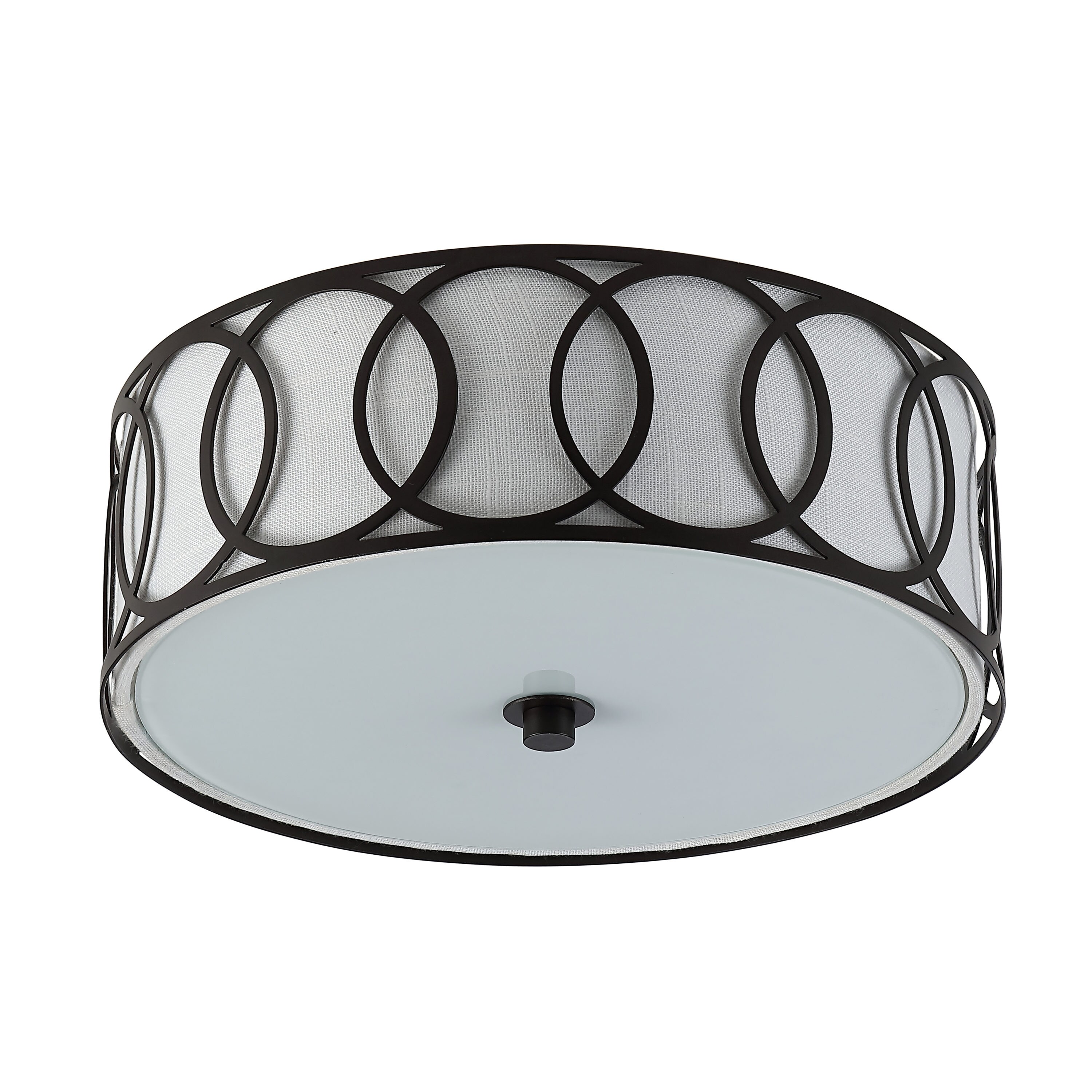 Eloise 12.25" Linen Drum Flush Mount in Oil Rubbed Bronze