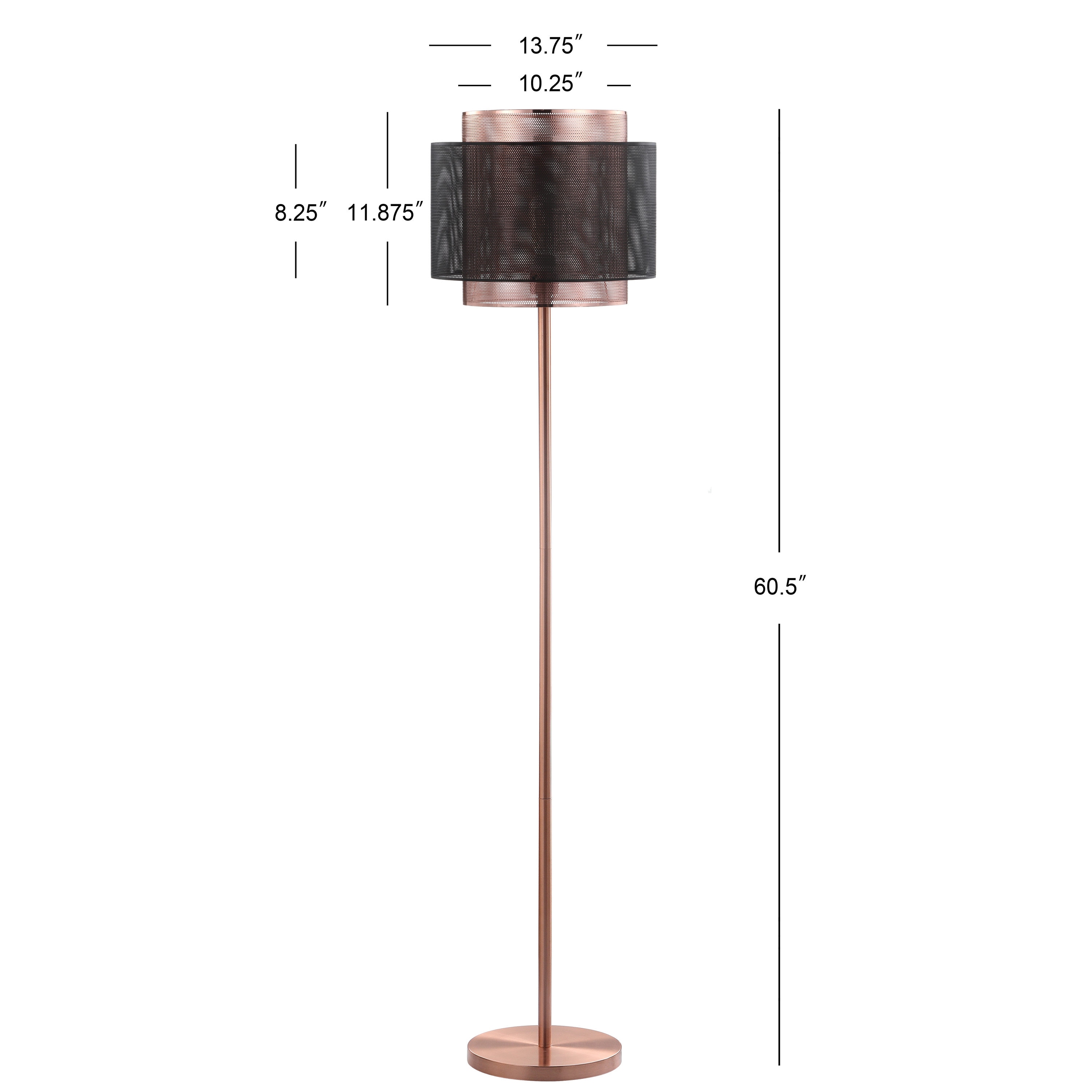 Tribeca Dual-Finish 60.5" Copper & Black Mesh LED Floor Lamp