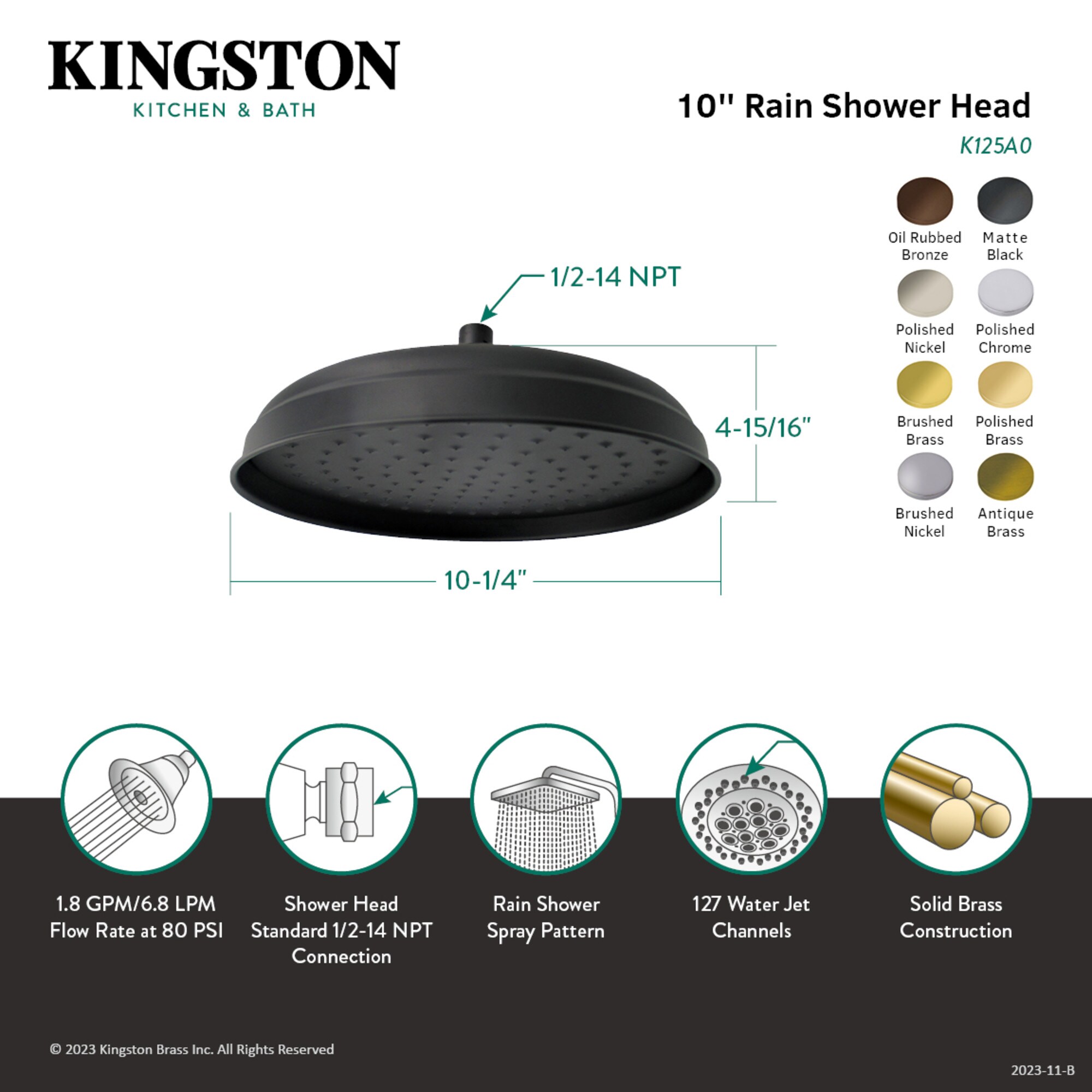 Elements of Design DK1252 Fixed-Showerhead - View #3