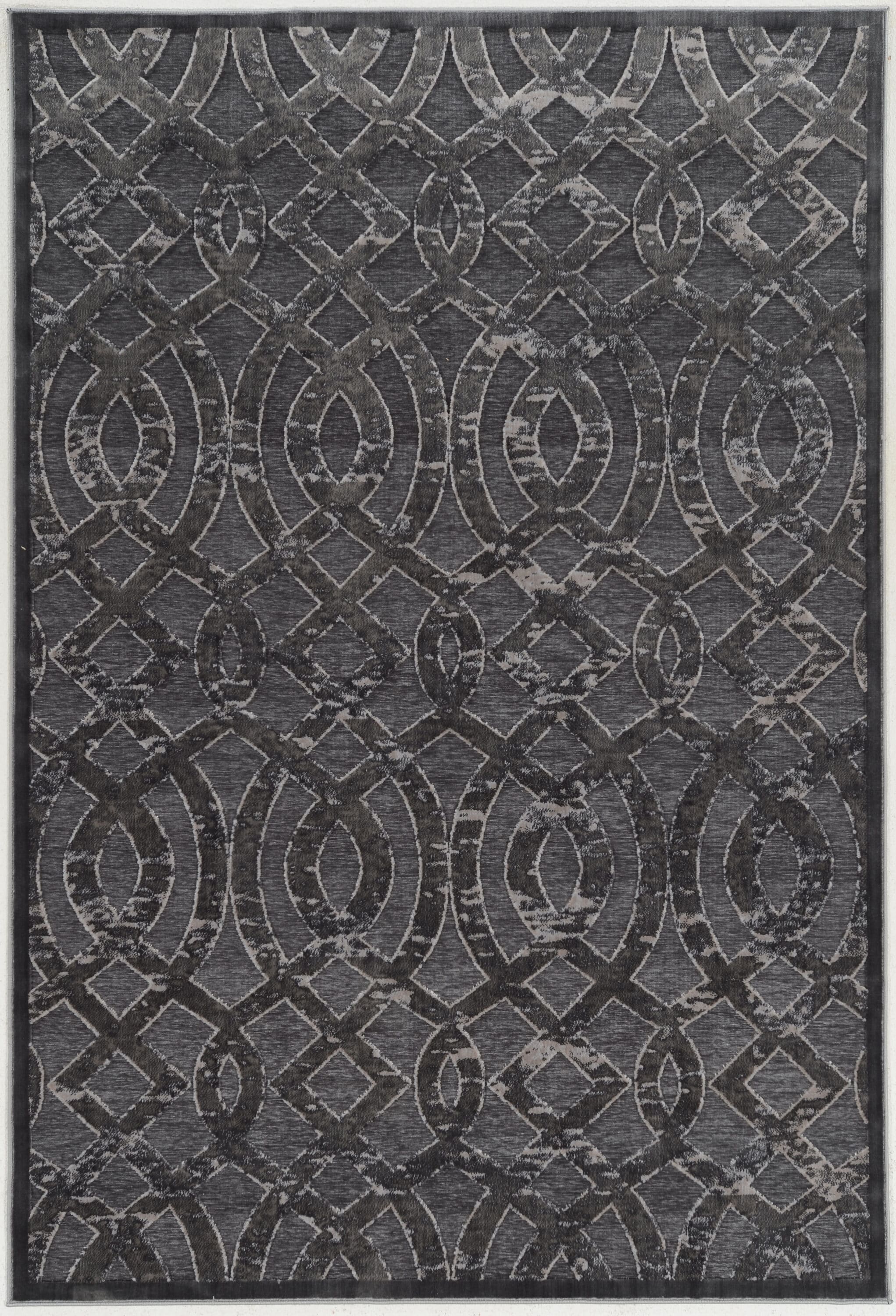 Linon RUGHL2581 Hi Lo 8 X 10 (ft) Trellis Blue/Gray Indoor Geometric Area Rug
