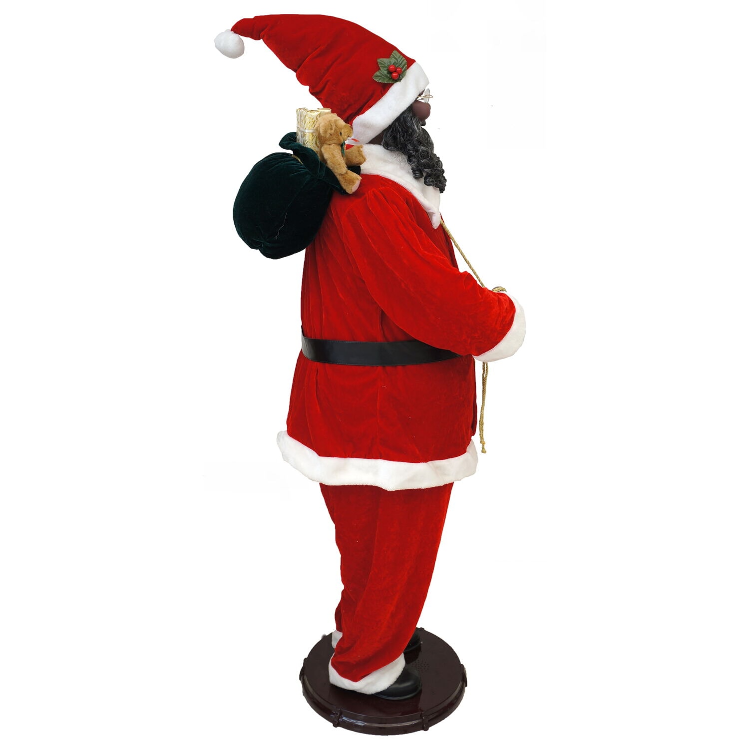 Life-Size Red Velvet Dancing Santa with Teddy Bear