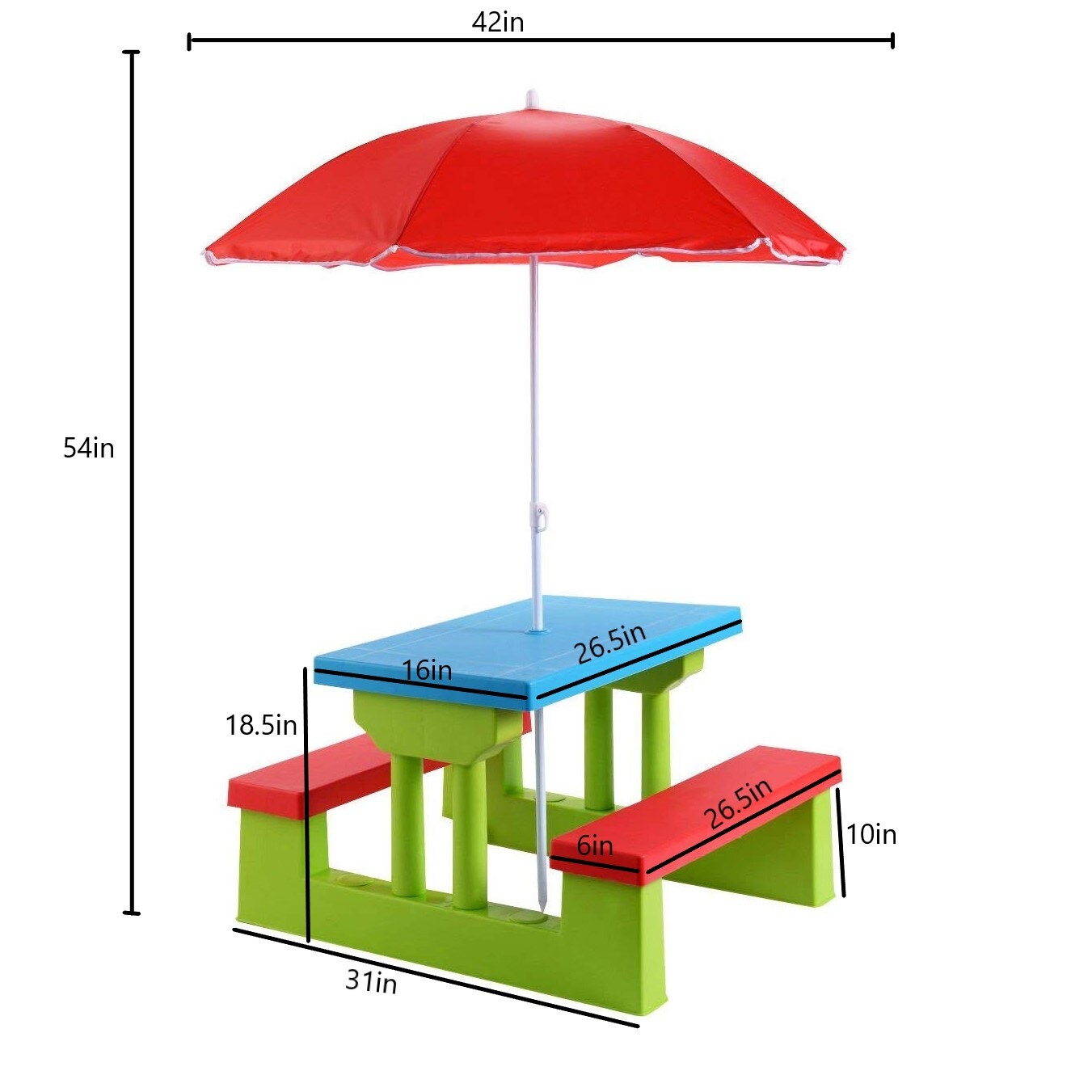 childrens picnic bench with parasol