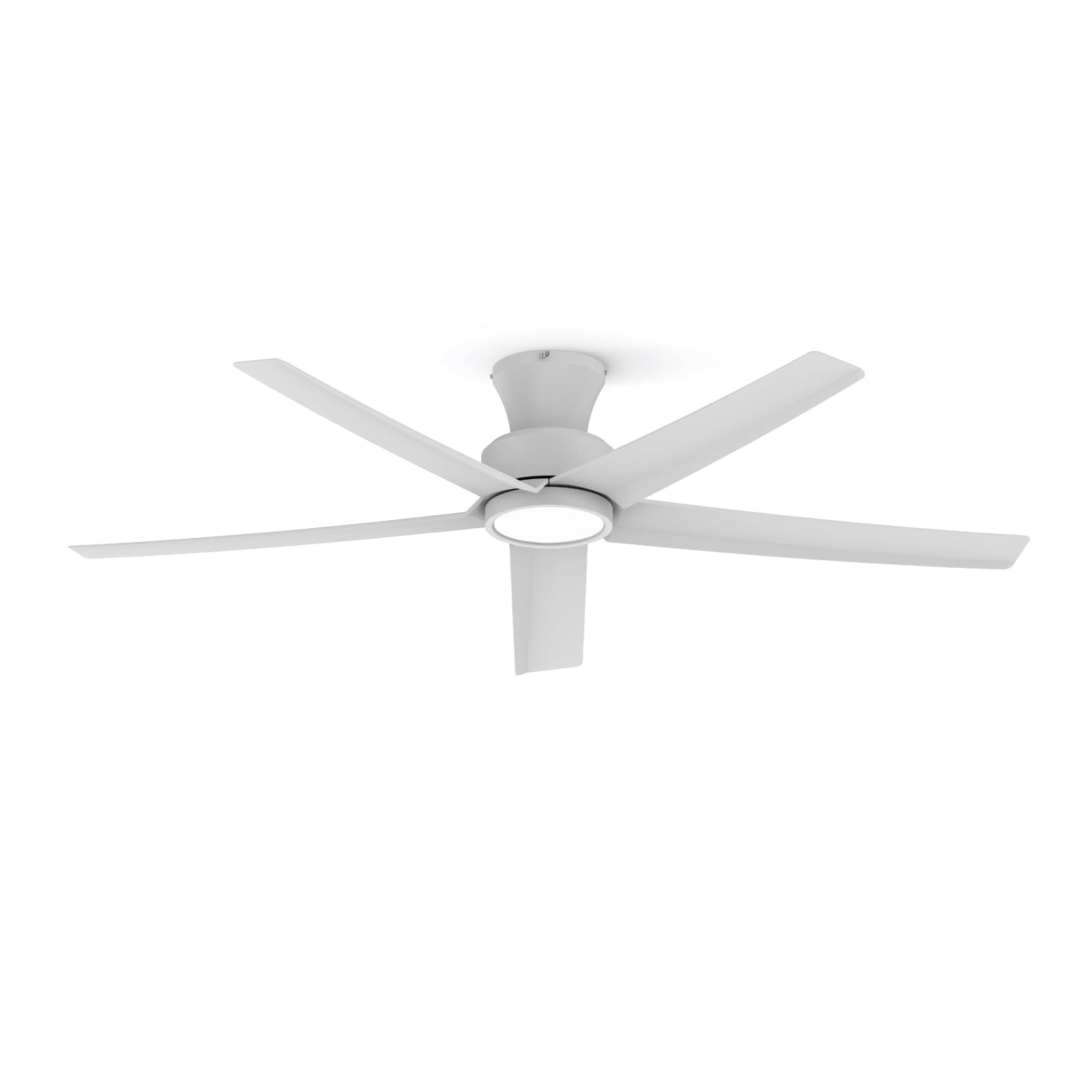 ocioc OC52-WH-5X-W5 WFIVE 52-in Integrated LED Flush Mount Matte White with Matte White Blades Ceiling Fan With Light and Remote ( 5 -Blade )