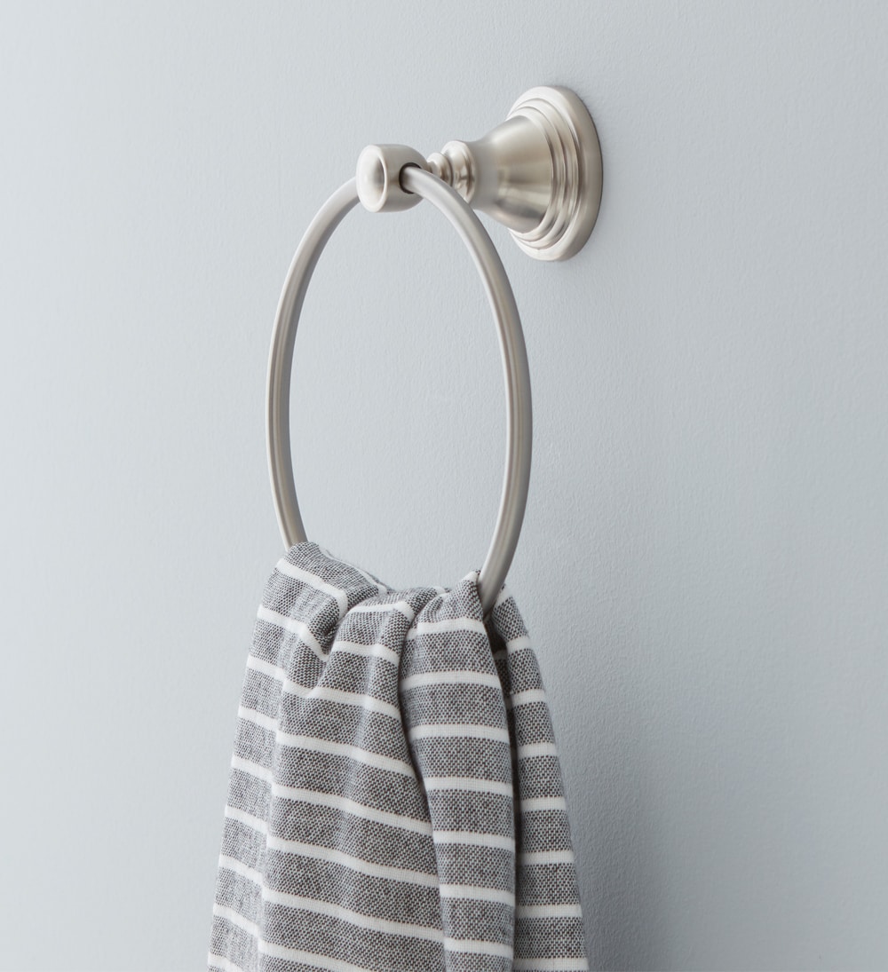 allen + roth Jordon Brushed Nickel Wall Mount Single Towel Ring in the Towel  Rings department at