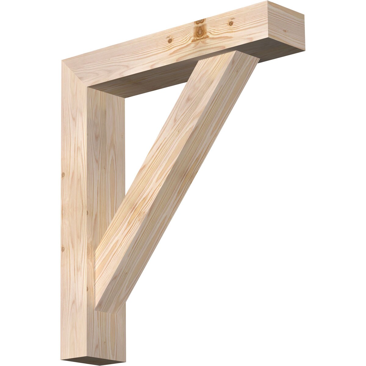 Ekena Millwork 1465050 Traditional Block Smooth Bracket with Offset Brace 5-1/2-in x 26-in x 30-in Douglas fir Brown Wood Standard bracket