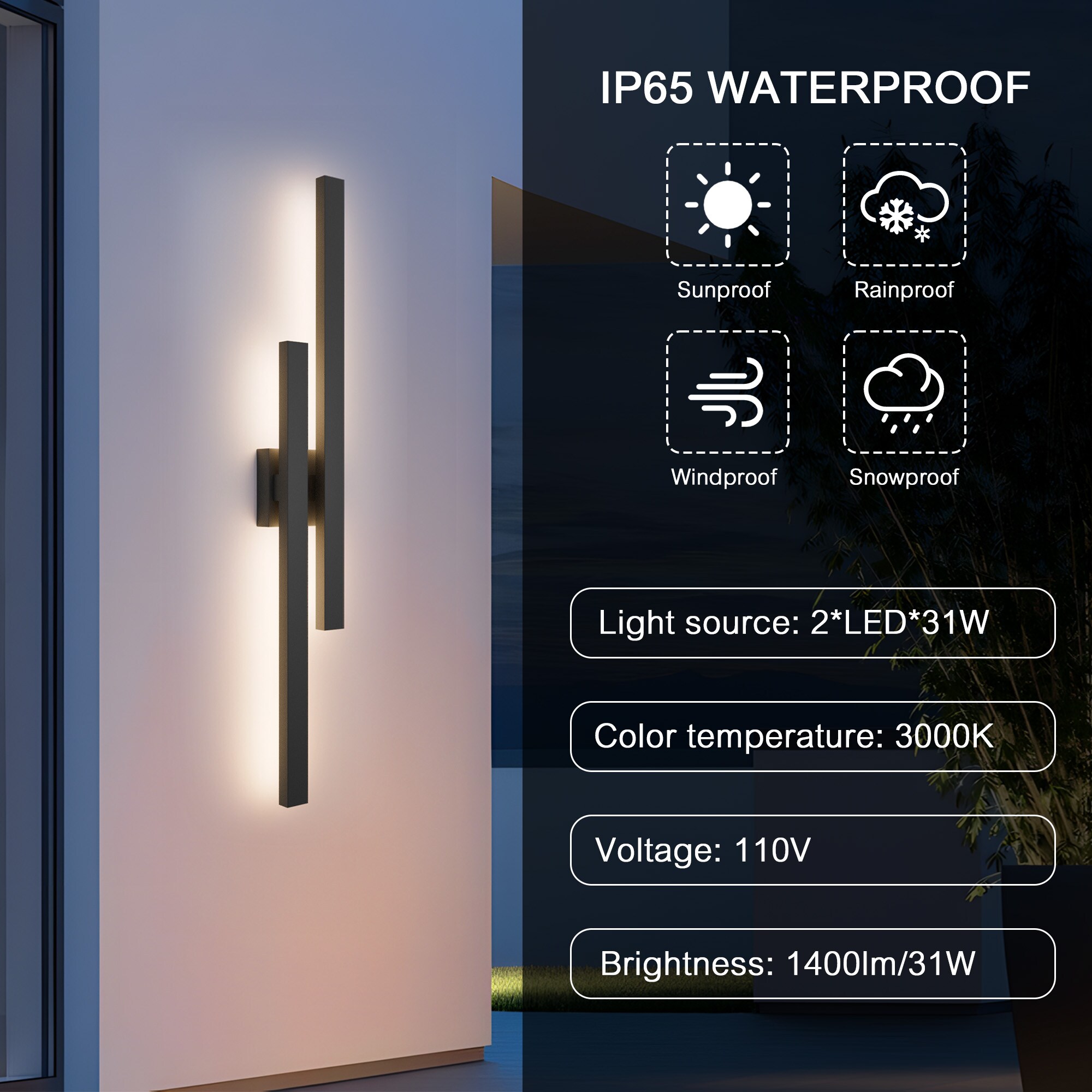 LamQee 06FTL0327ABK Outdoor-Wall-Lighting - View #6