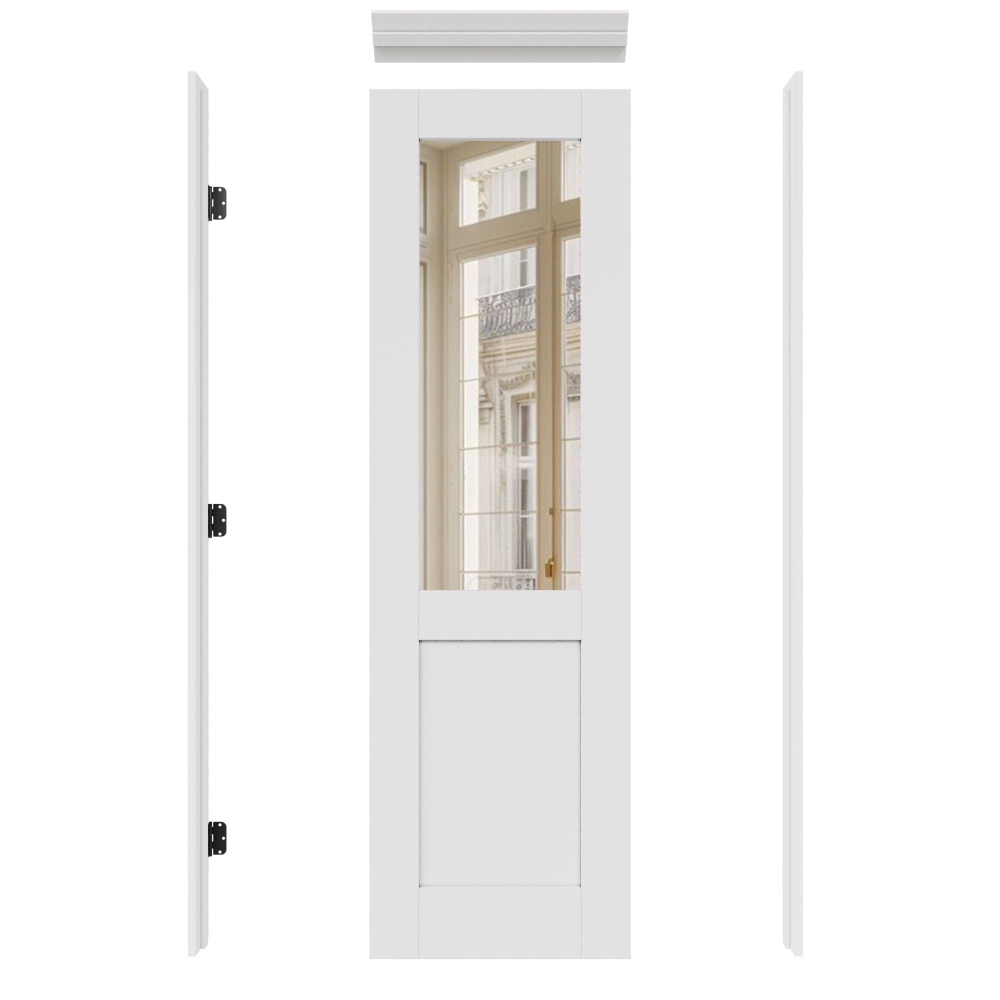 JUJUBON White Solid core 1-panel Mirrored glass Smooth Prefinished MDF Flat Jamb Single Prehung Interior Door