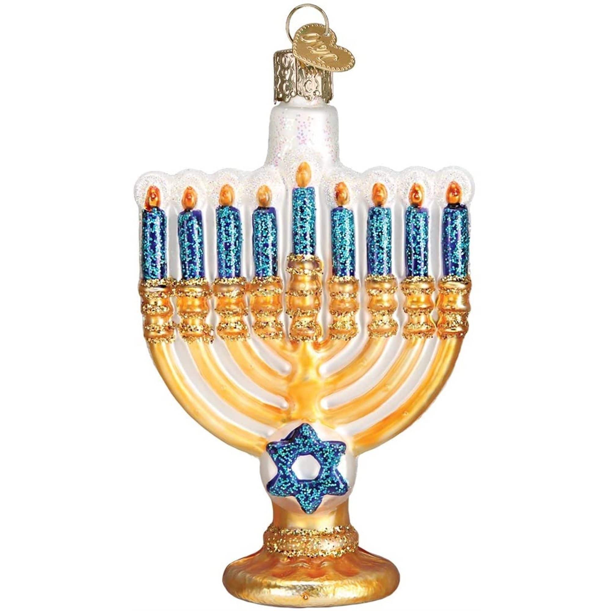 Old World Christmas 729343361776 Blown Glass Ornament for Christmas Tree - Hanukkah Menorah