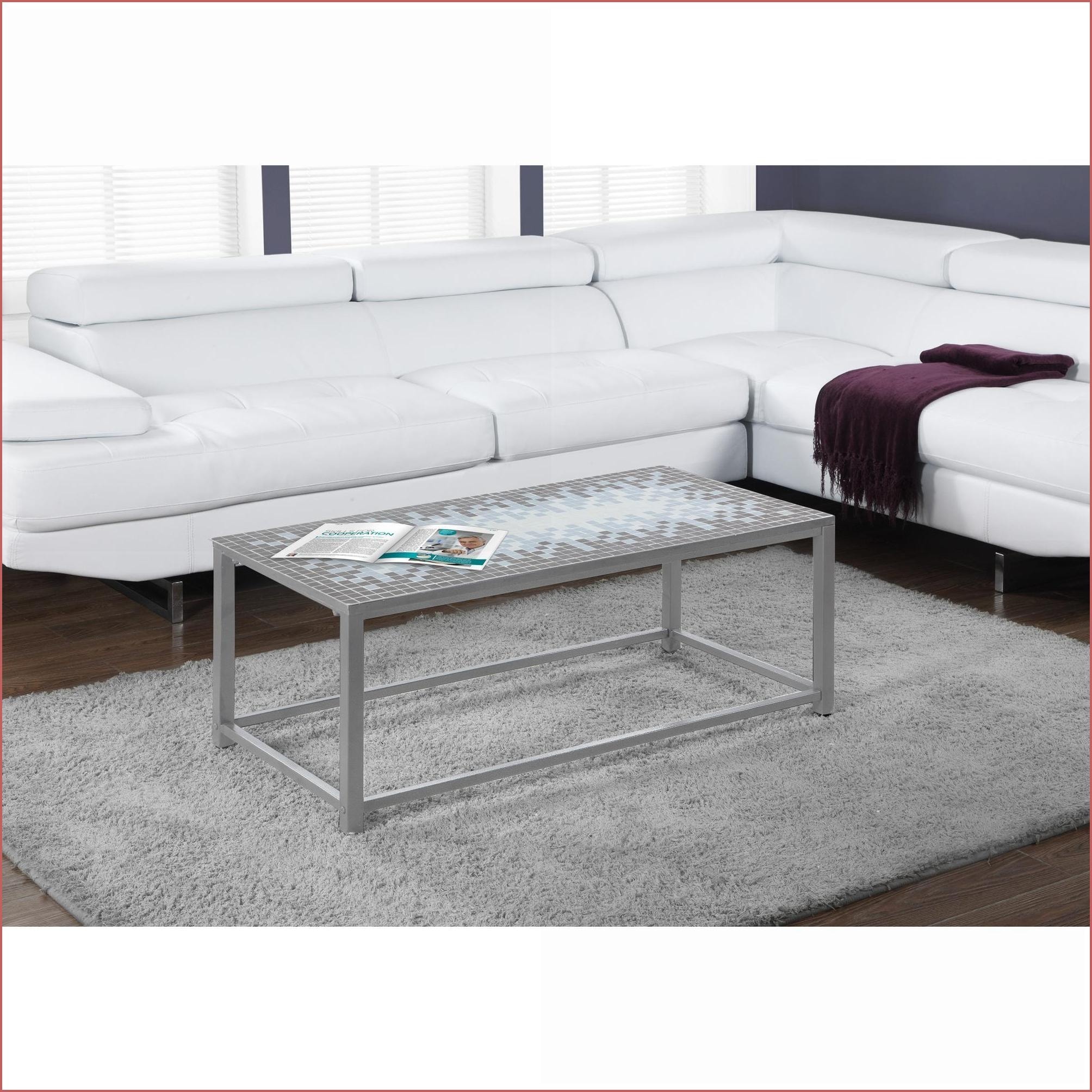 Blue Tile amp Grey Metal Rectangular Coffee Table for Living Room 42 L Sturdy amp Stylish