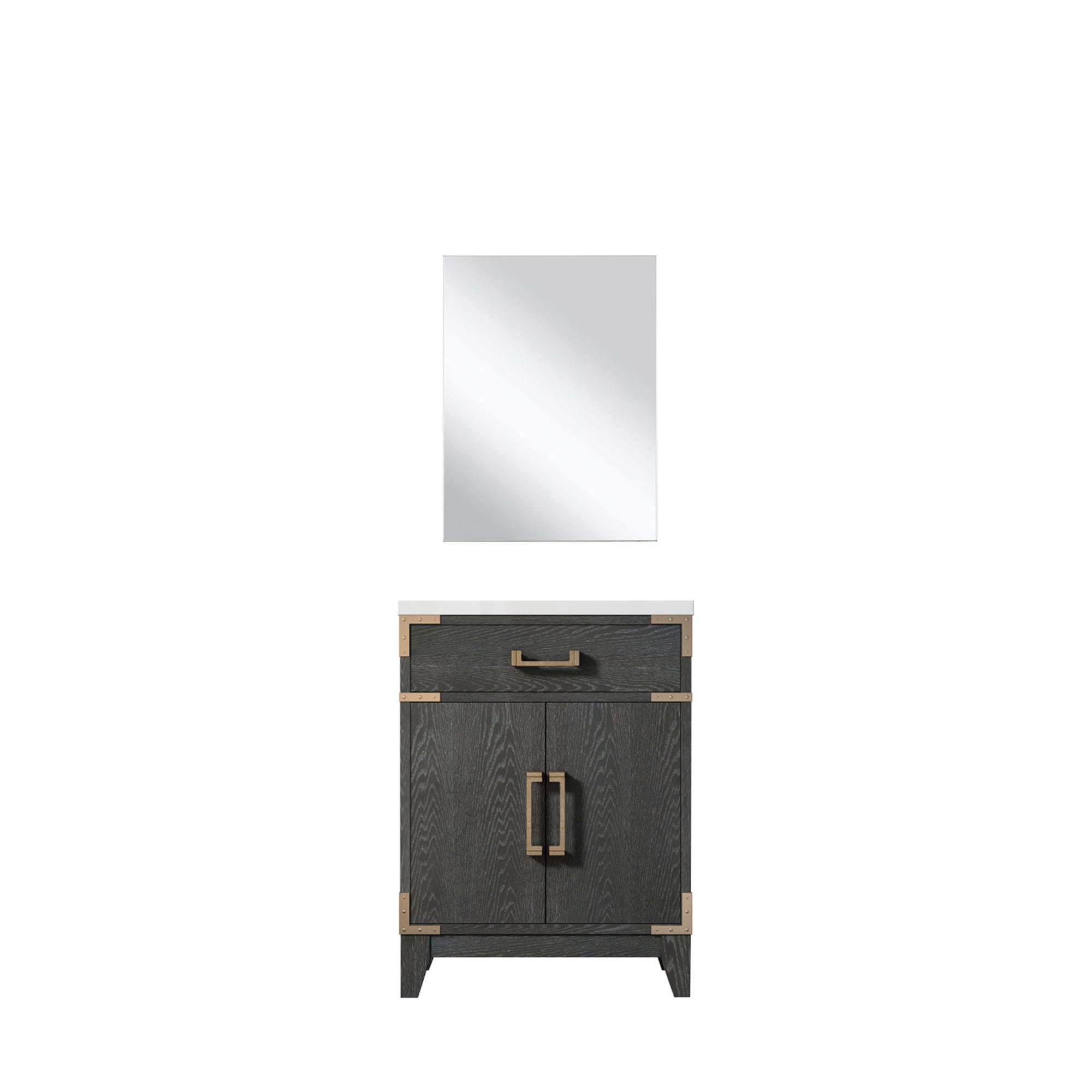 Lexora LVW24SJ510 Wilton 24-in Black Oak Single Sink Bathroom Vanity with White Acrylic Top (Mirror Included)