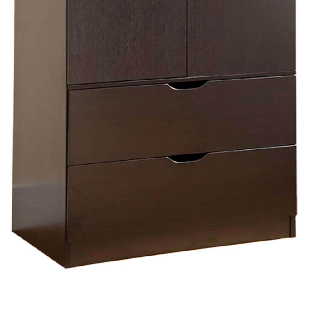 Benzara 2 Door Wooden Wardrobe with Bottom Drawers at Lowes.com