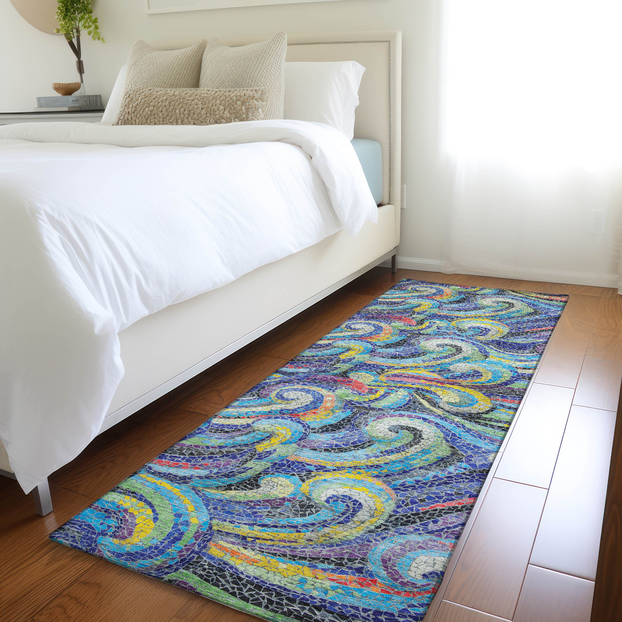 Addison Rugs AMF193OC2X8 Mayfield AMF193OC 2 x 7 (ft) Loomed Polyester Ocean Rectangular Indoor Geometric Machine washable Area rug