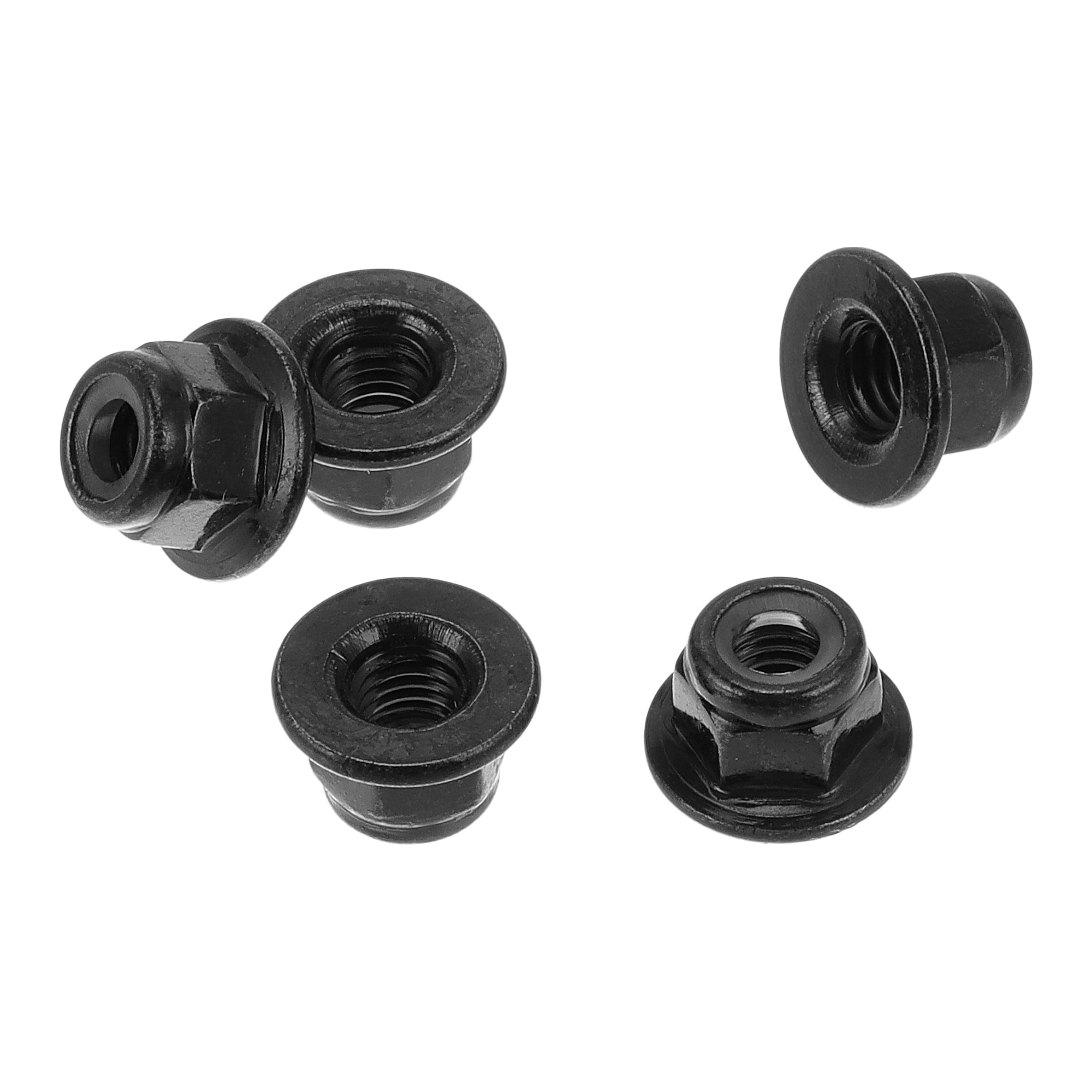 Unique Bargains 5pcs M5 Car Flange Nuts Black ZincNylon Rubber Ring Flat Hex Reverse Thread Lock Flange Nuts Non-Slip Lock Flange Rubber Ring for Car Motorcycle