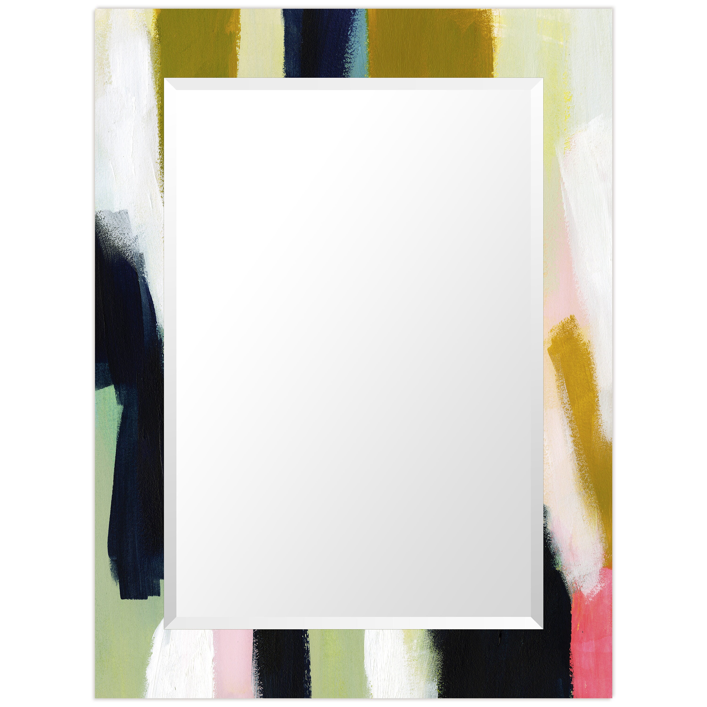 Empire Art Direct TAM-140383-4030 "Sunder"Rectangular Beveled Wall Mounted Mirror on Free Floating Printed Tempered Art Glass