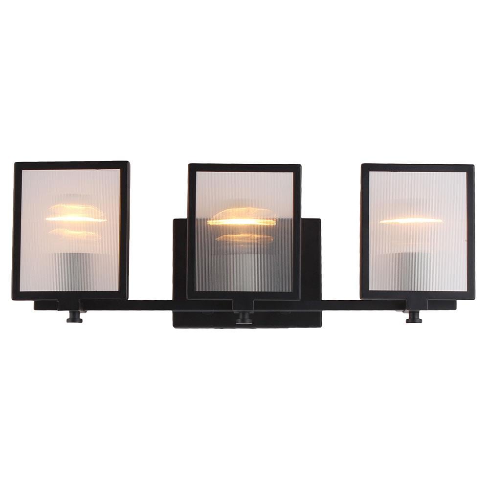 EGLO 203729A Henessy 21.88-in 3 -Light Matte Black Transitional Vanity light