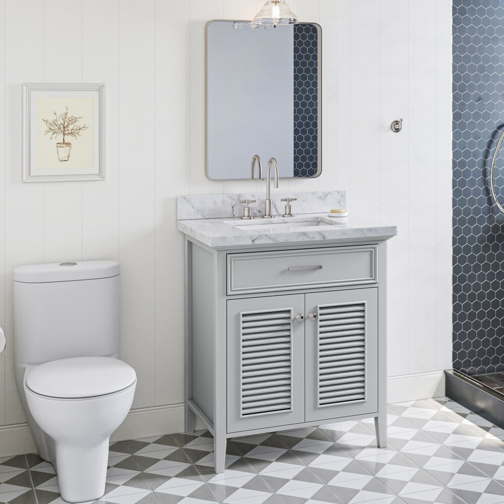 ARIEL Kensington 31-in Gray Undermount Single Sink Bathroom Vanity with White Natural Marble Top