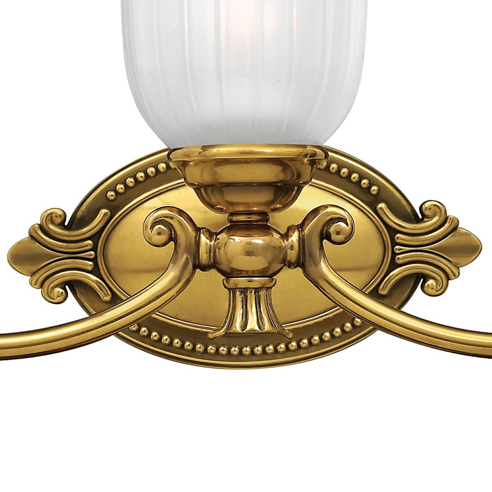 Francoise Burnished Brass 3-Light Outdoor Vanity with Frosted Ribbed Glass