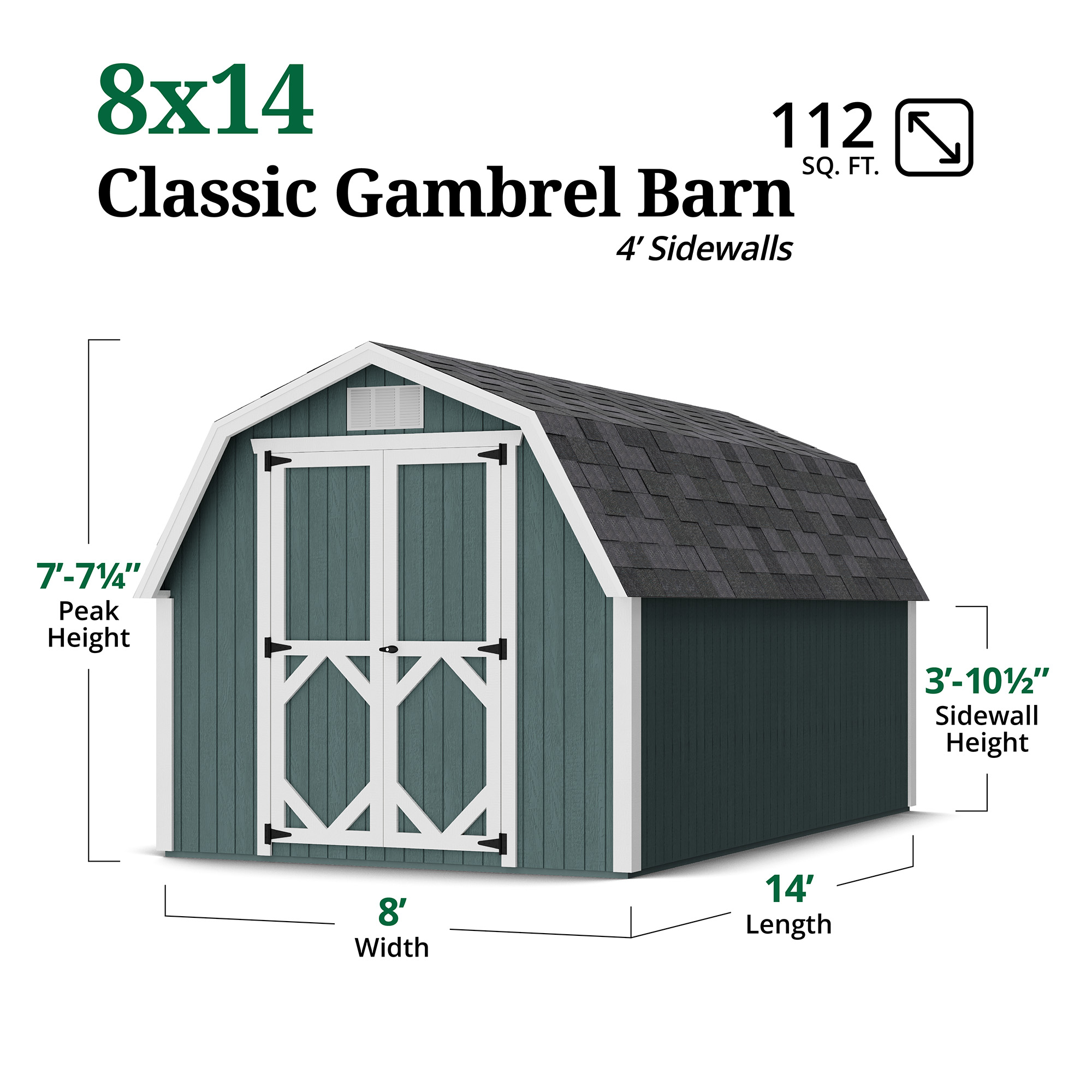 Little Cottage Co 8X14 CGB-4-PC-FK Wood-Storage-Buildings - View #3