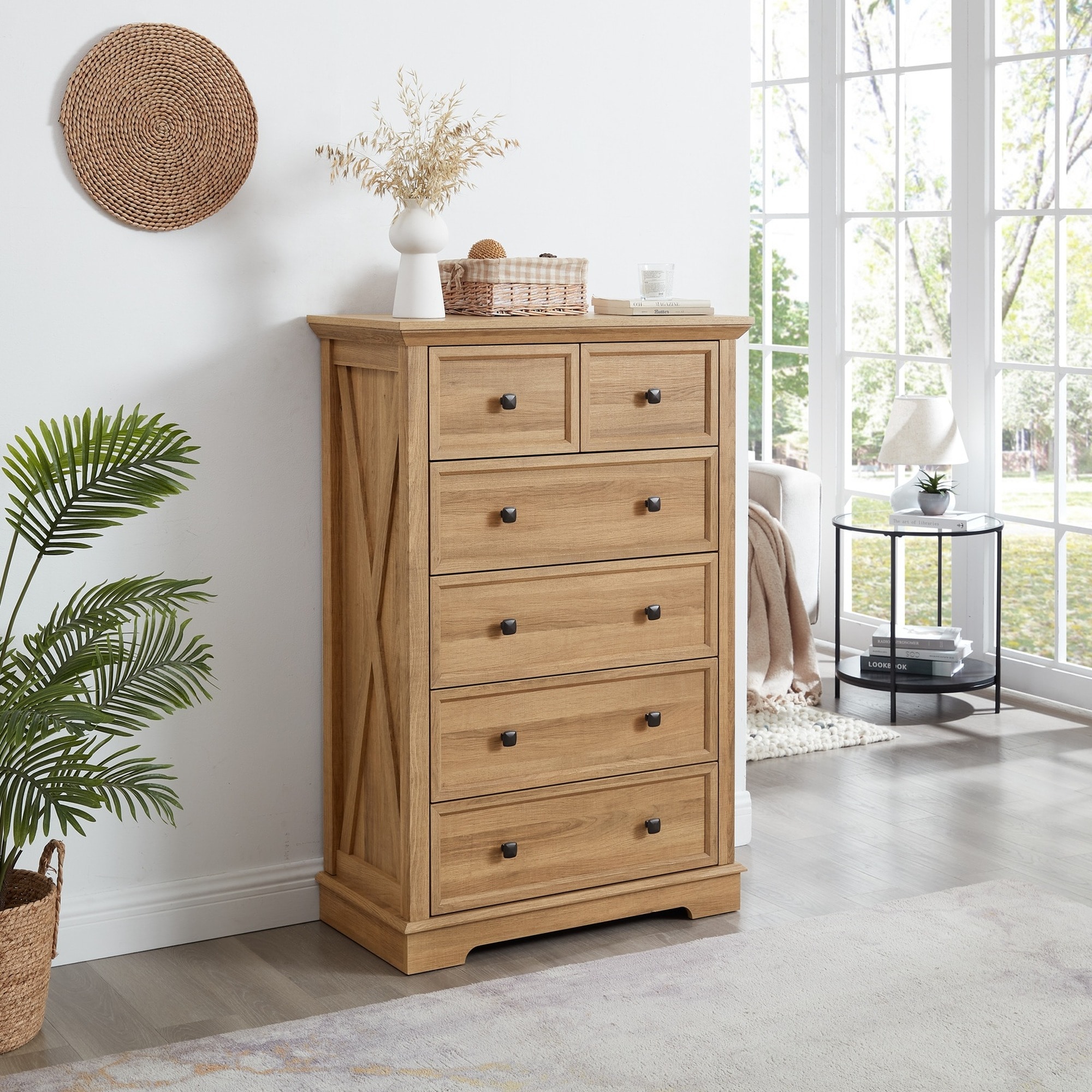 Horizons Prime 32 inch x 16 inch x 48 inch Oak MDF 6 Drawer