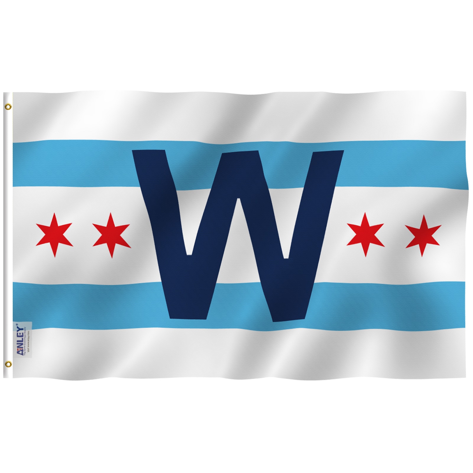 Anley Chicago Cub Win Combo Flag 5-ft W x 3-ft H American Flag in
