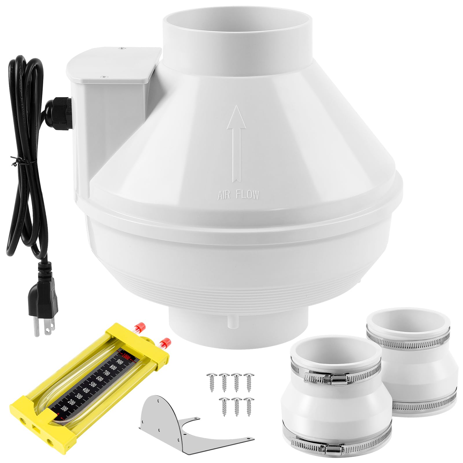 Etokfoks Radon Fan Kit with Rubber Couplers 4 to 3 Inch Fits 3 Inch PVC ...