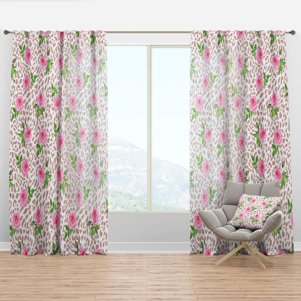 Designart CTN24509-52-95 95-Inches Pink Abstract Room darkening Thermal lined Rod pocket Single curtain panel