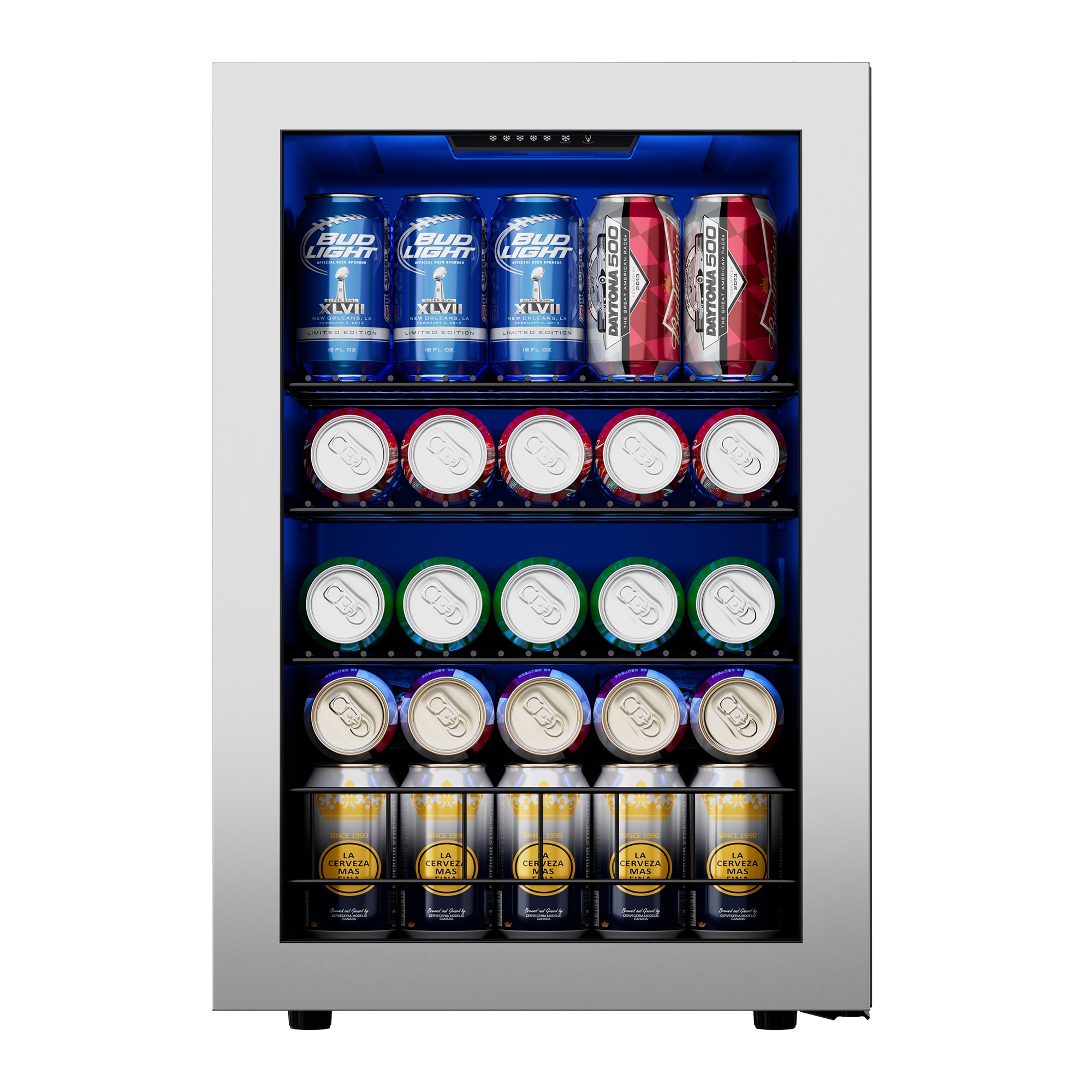 Ca'Lefort CLF-BSJC62-LS 16.9-in W 82 -Can Capacity Stainless Steel Freestanding Indoor Beverage Refrigerator with Glass Door