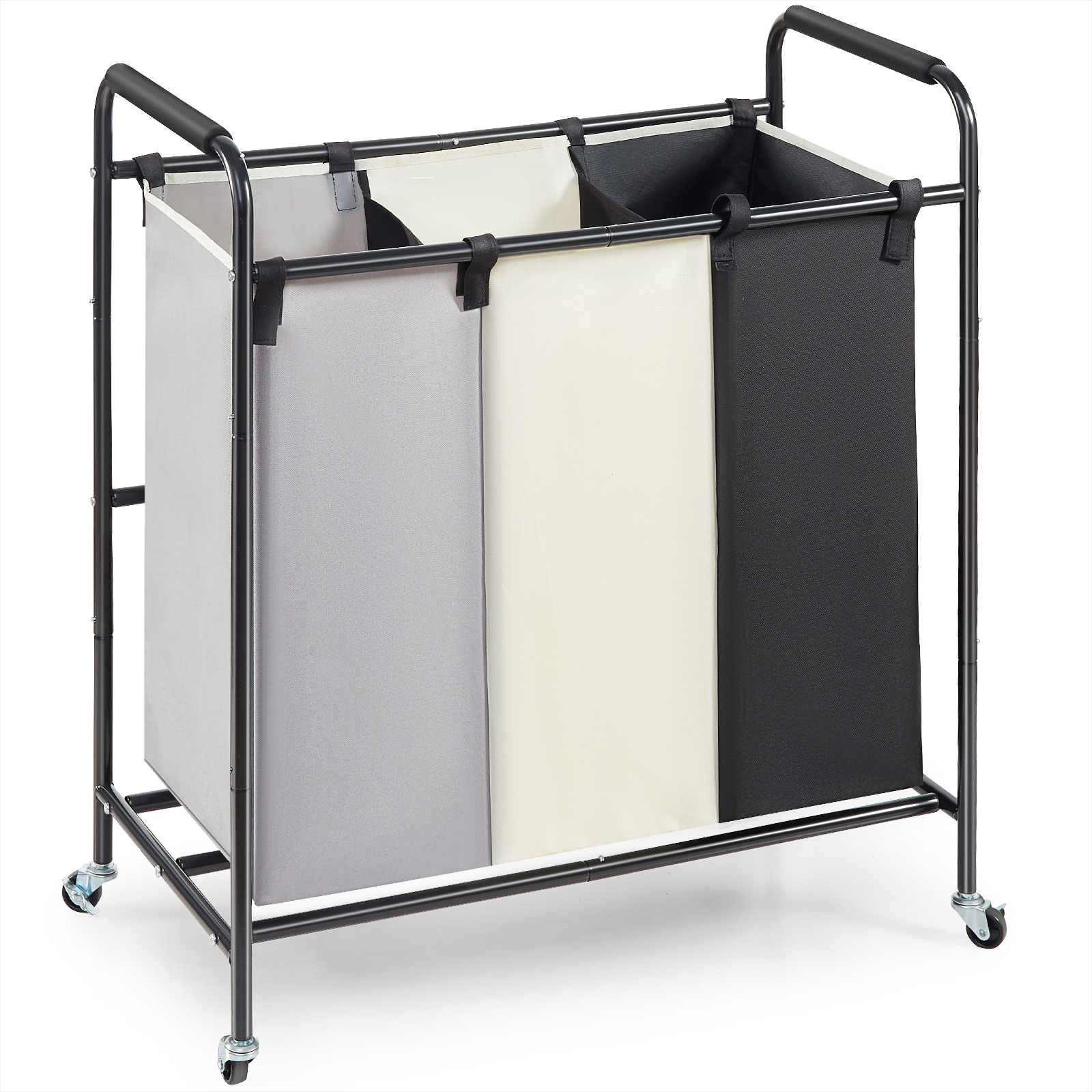 GIVIMO 3-Section Laundry Sorter Cart with Lockable Wheels Heavy Duty Rolling Laundry Hamper Organizer