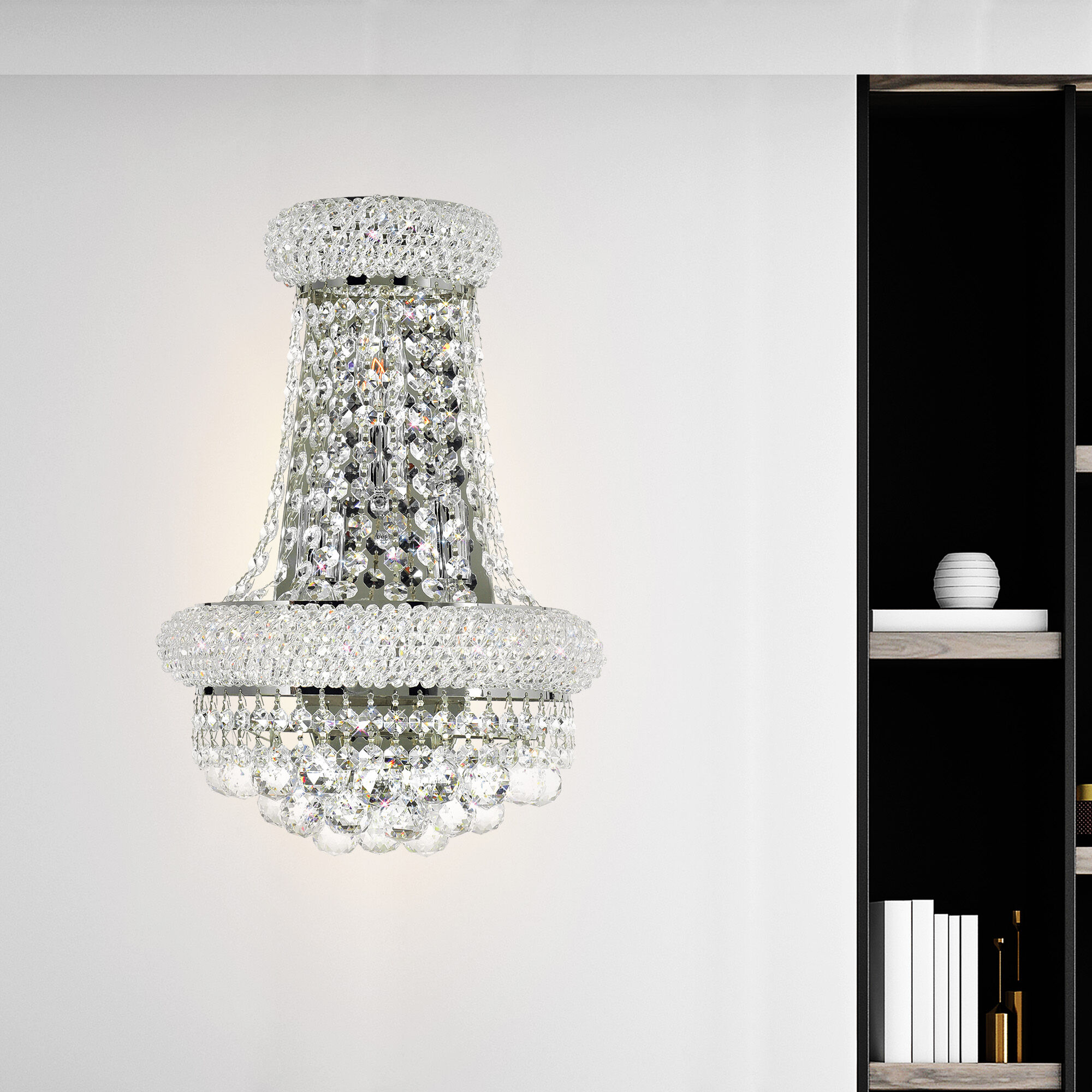 CWI Lighting 8001W12C-B Empire 12-in W 3 -Light Chrome Wall Sconce