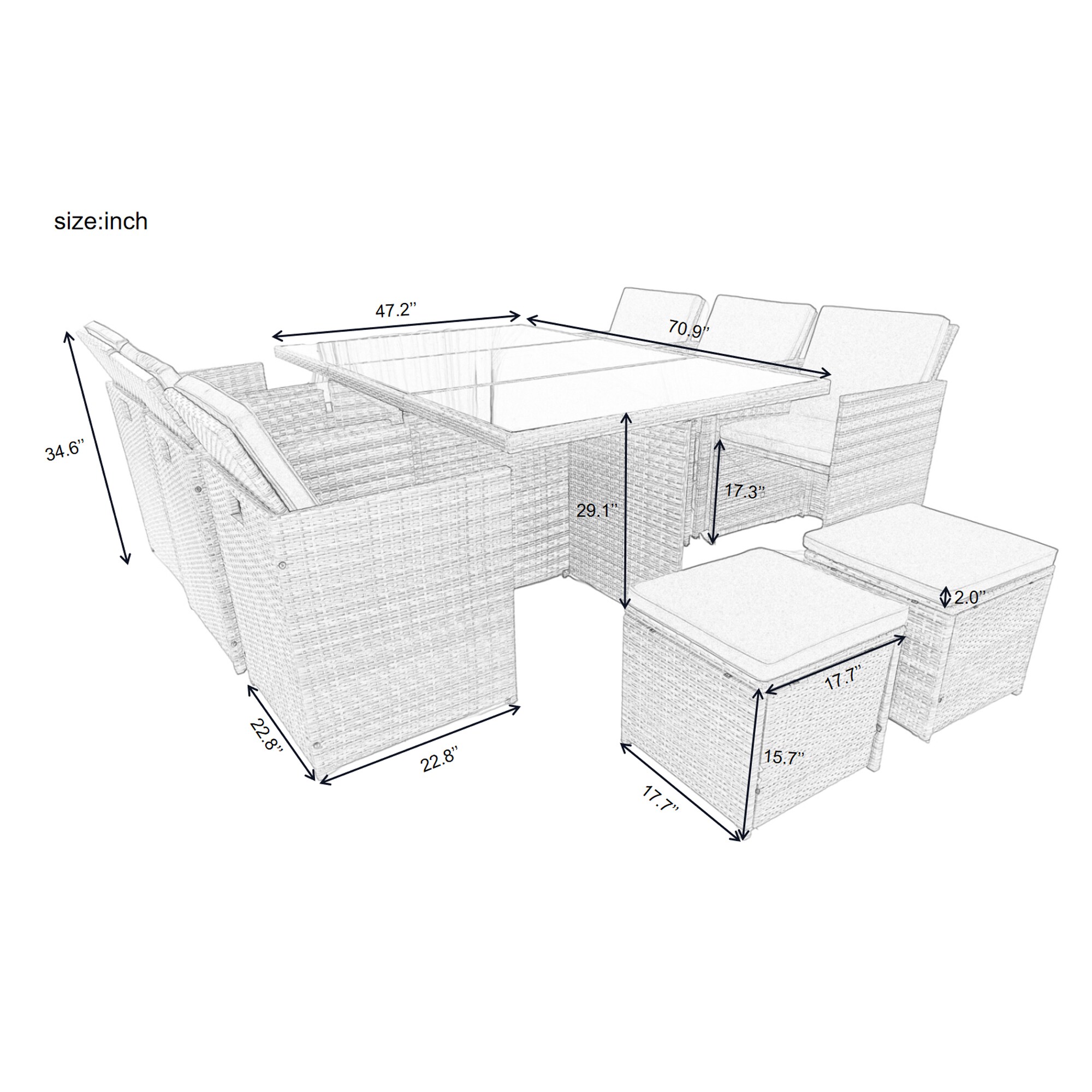 Nestfair PD20016B Patio-Dining-Sets - View #8