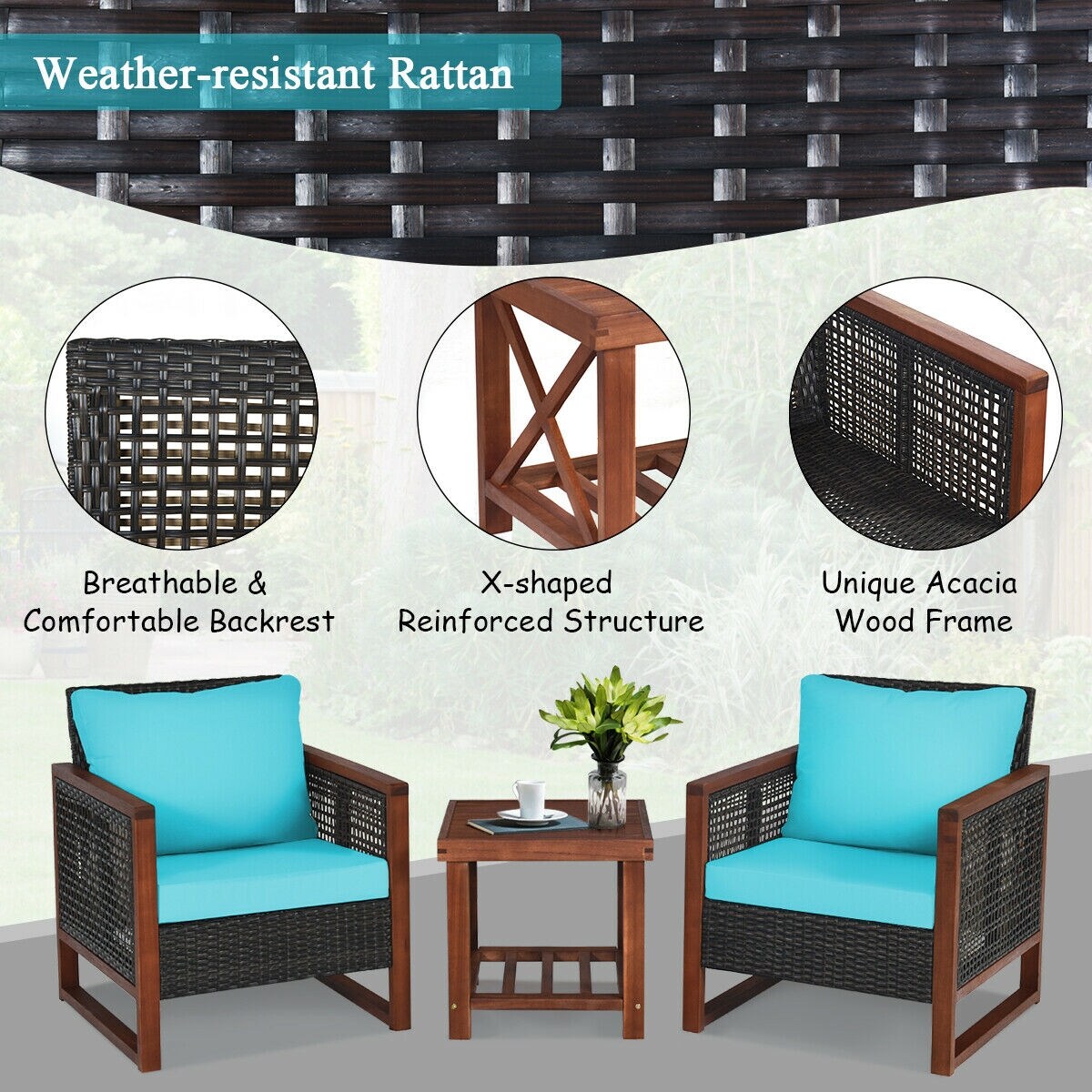 Forclover HBV-227TU Patio-Conversation-Sets - View #6