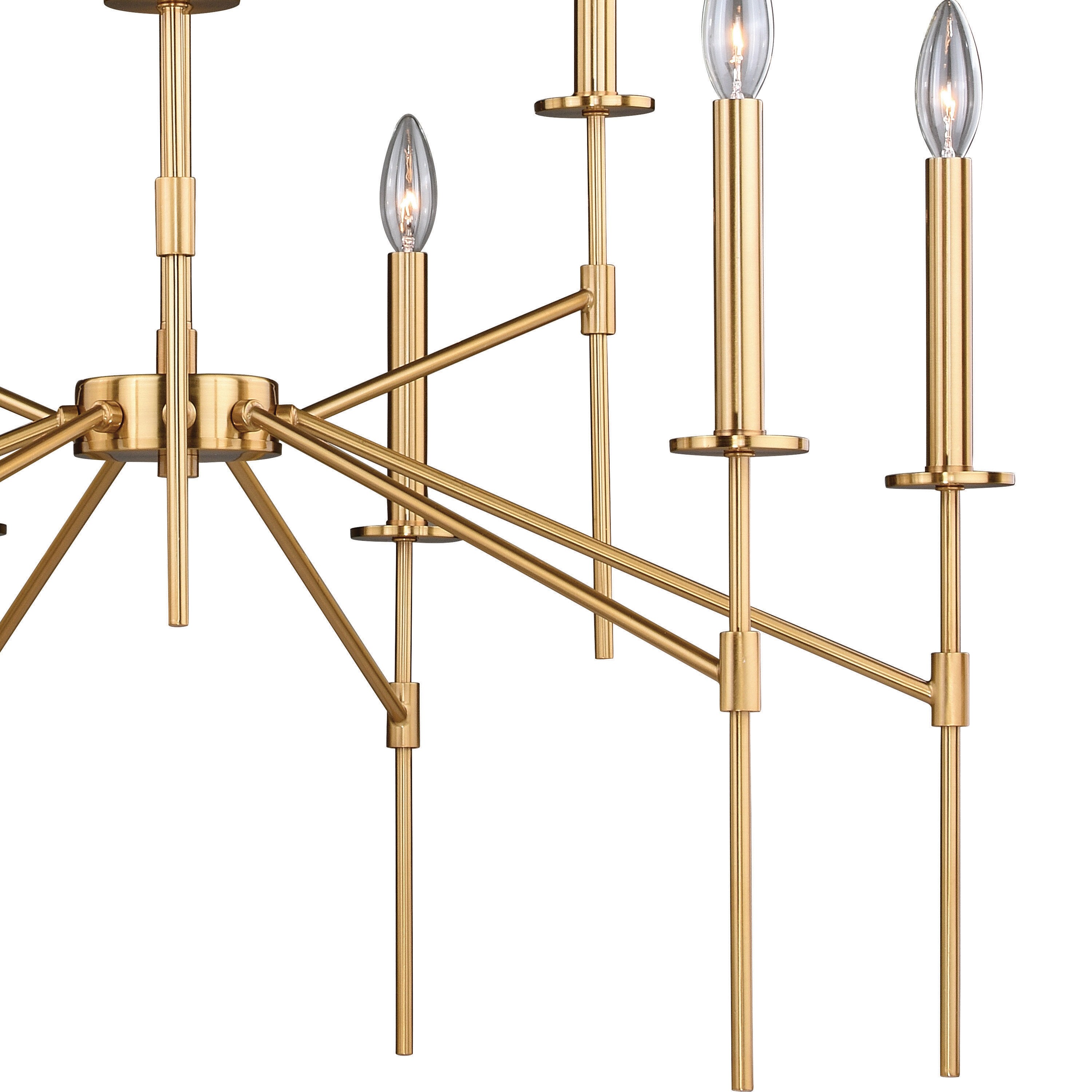 Kedzie 32" Natural Brass 9-Light Mid-Century Modern Chandelier