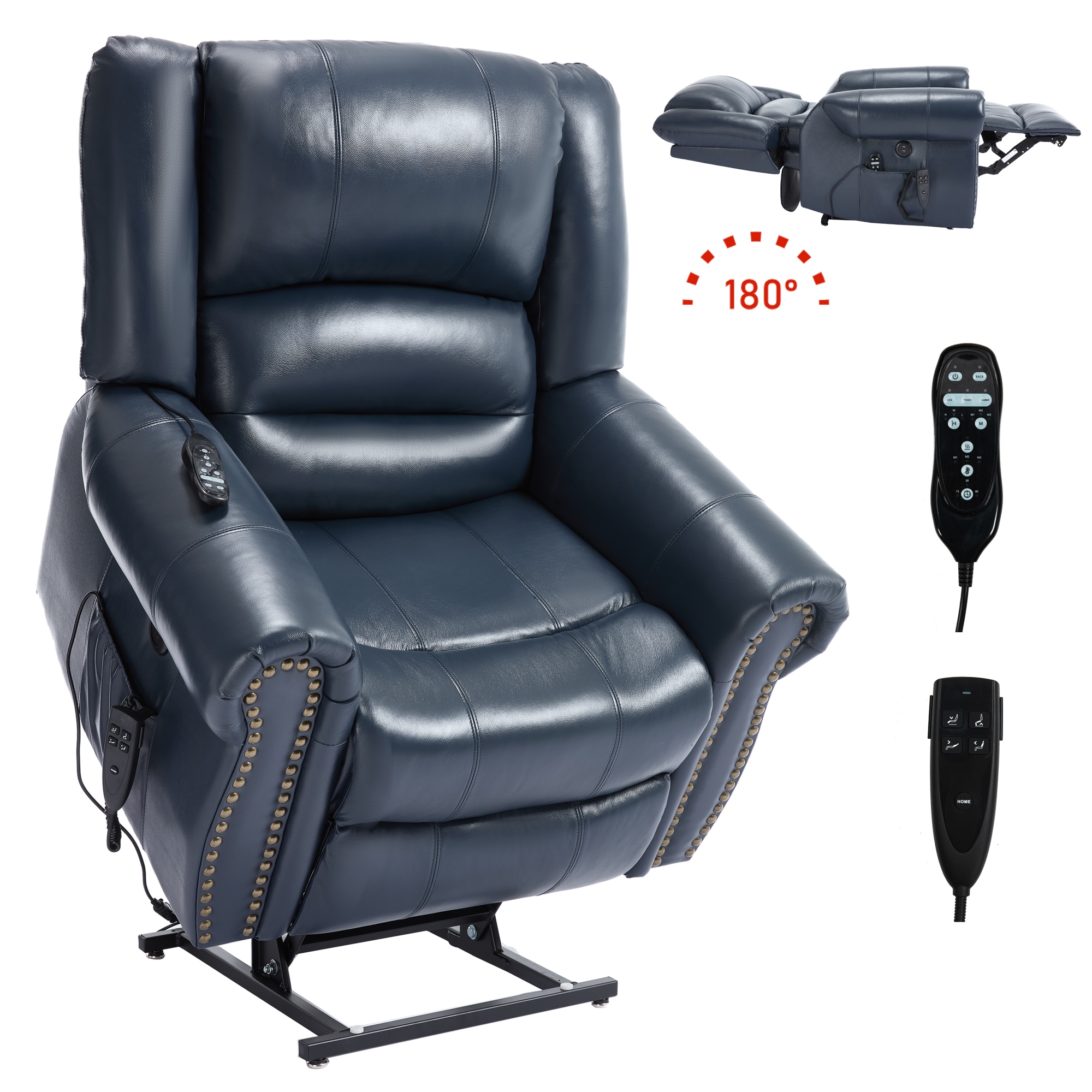 Dimakai - Power Lift Recliner Chair Electric Massage Heat Dual Motor Leather with USB Ports