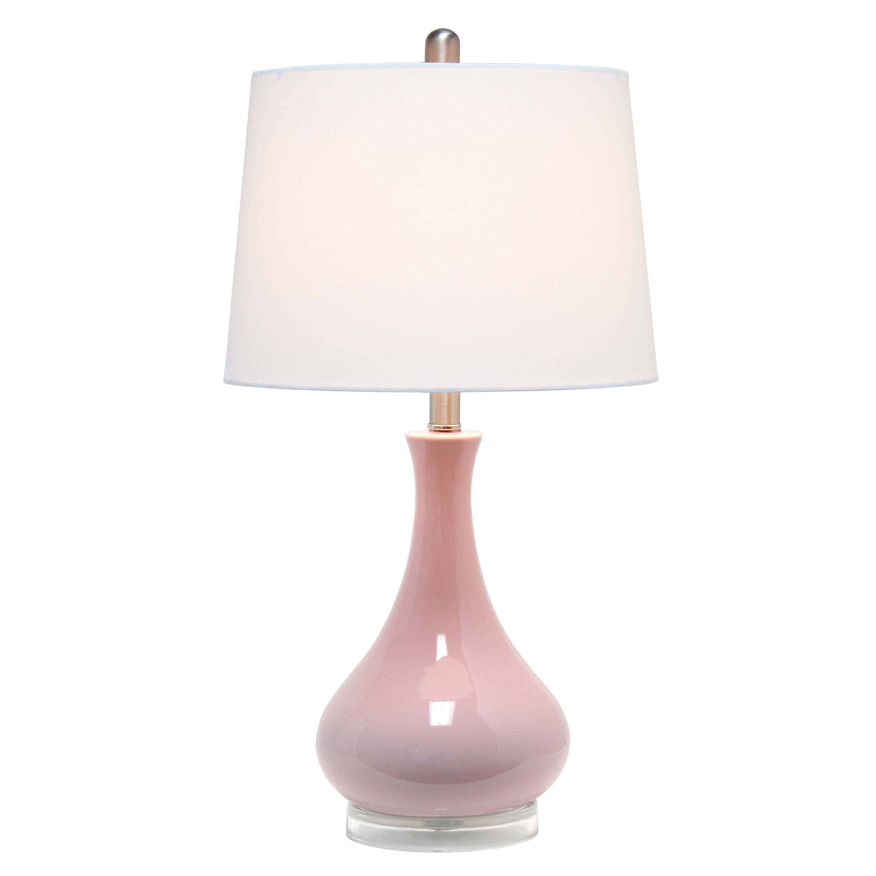 Lalia Home Classix 26.25-in Rose Pink Rotary Socket Table Lamp with Fabric  Shade