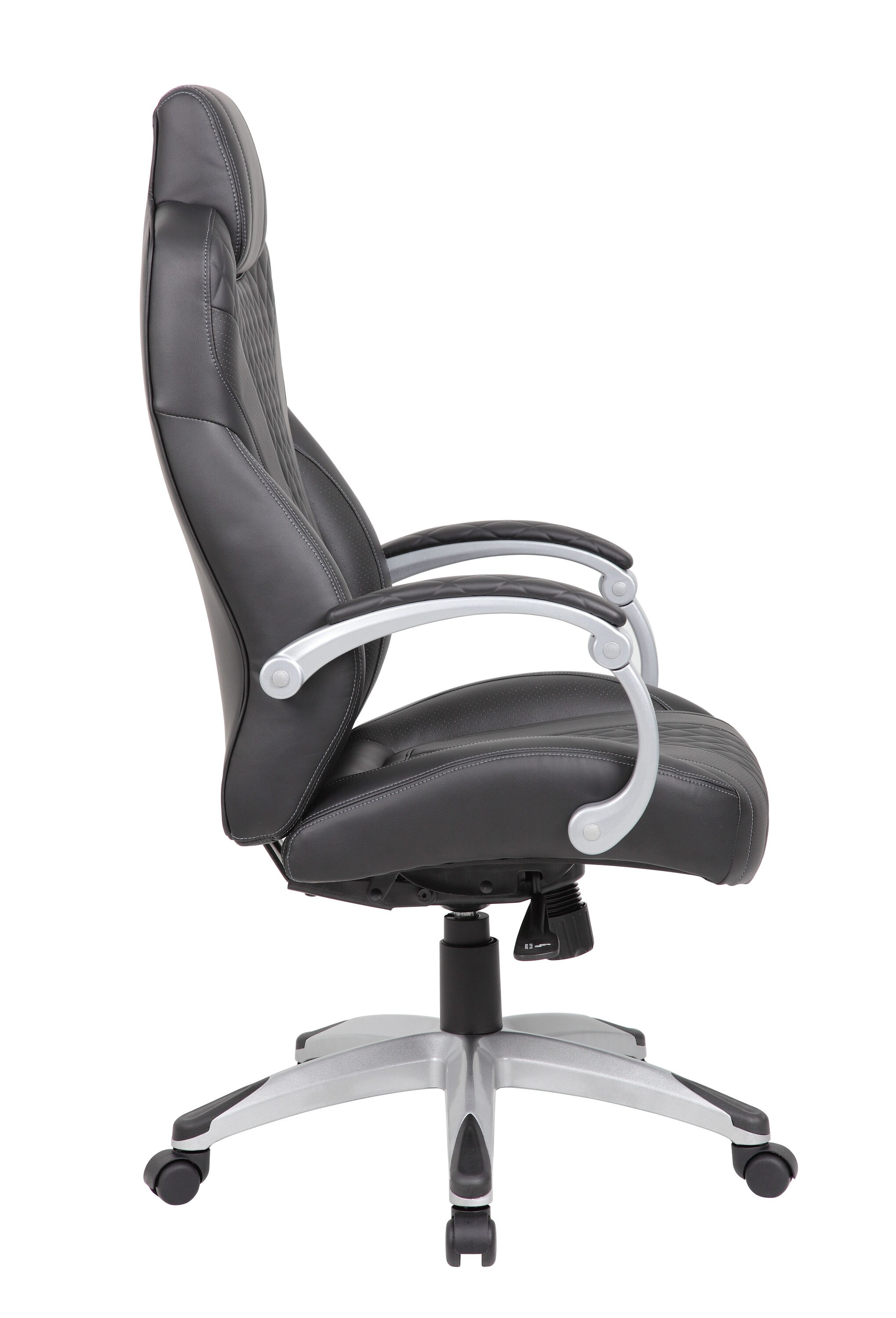 ErgoExecutive High-Back Swivel Chair in Black and Gray Leather