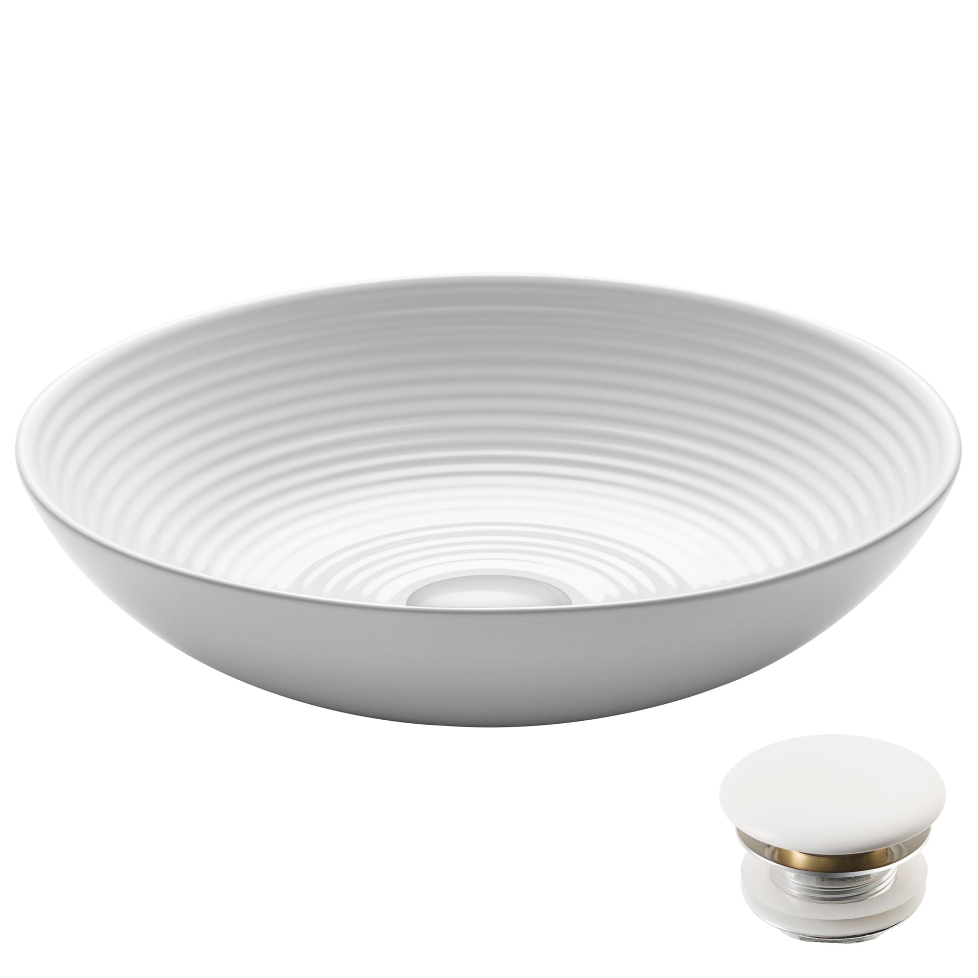 Viva Round White Ceramic Vessel Sink with Pop-Up Drain