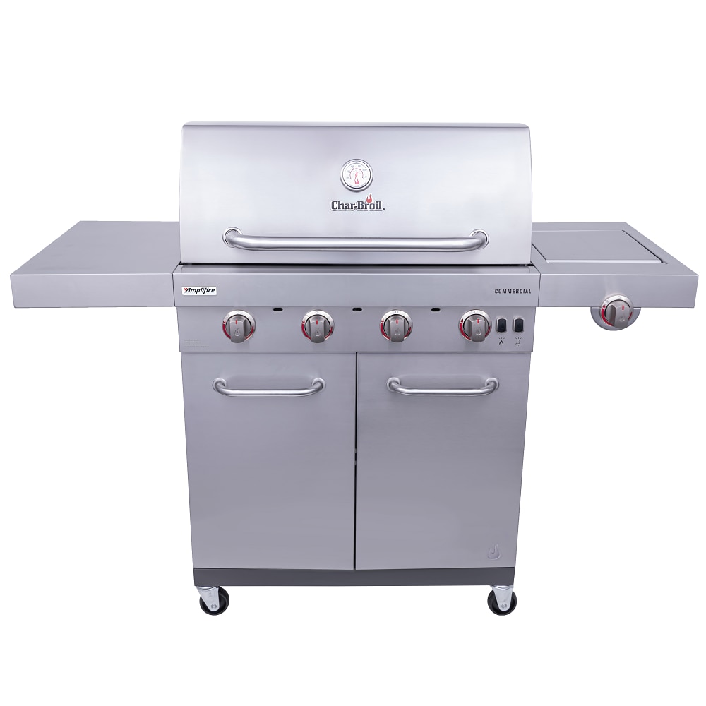 Char-Broil Commercial Stainless Steel 4-Burner Liquid Propane and Natural  Gas Infrared Gas Grill with 1 Side Burner in the Gas Grills department at  Lowes.com